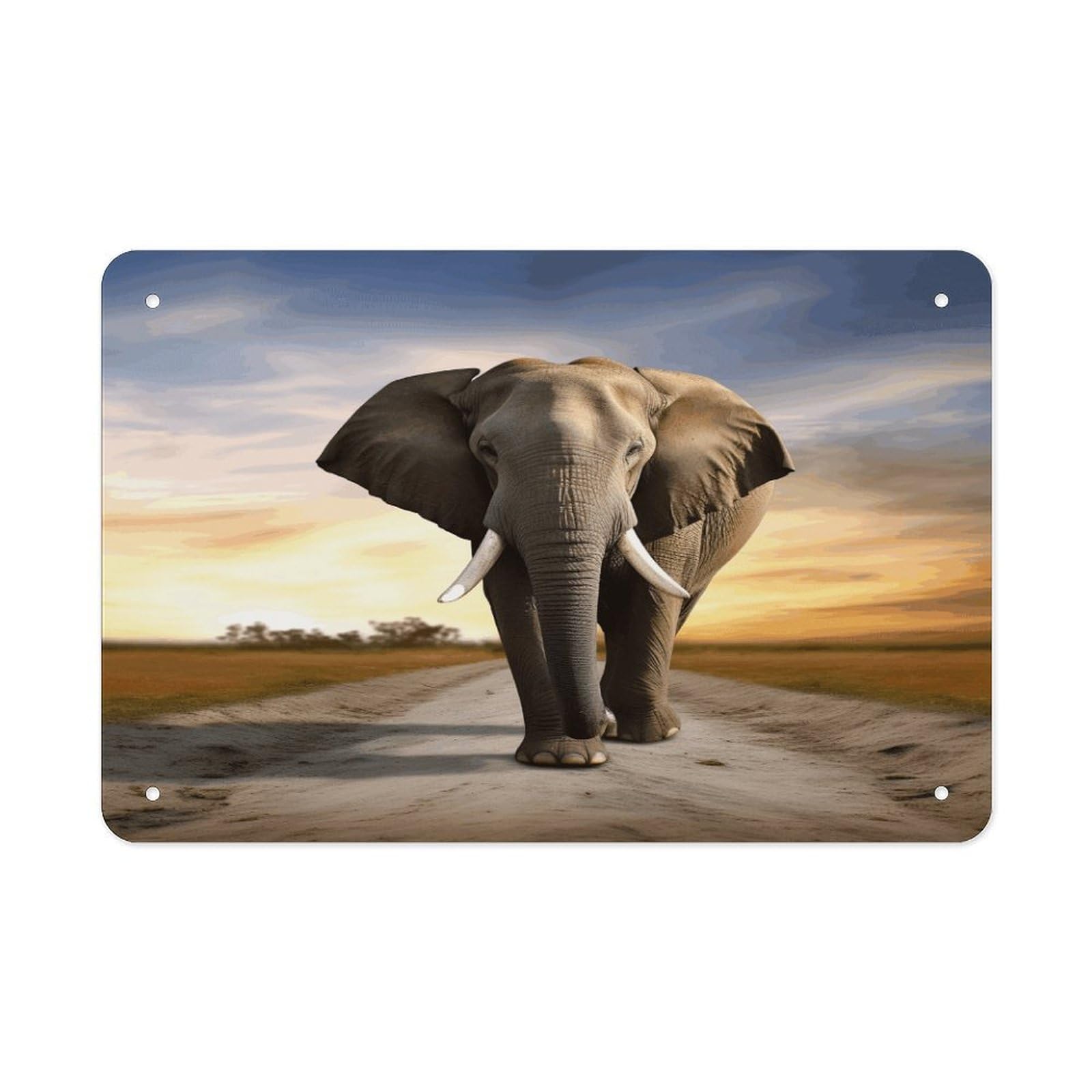 Fodpand Style Elephant Walking Wall Art Metal Signs Tin Sign