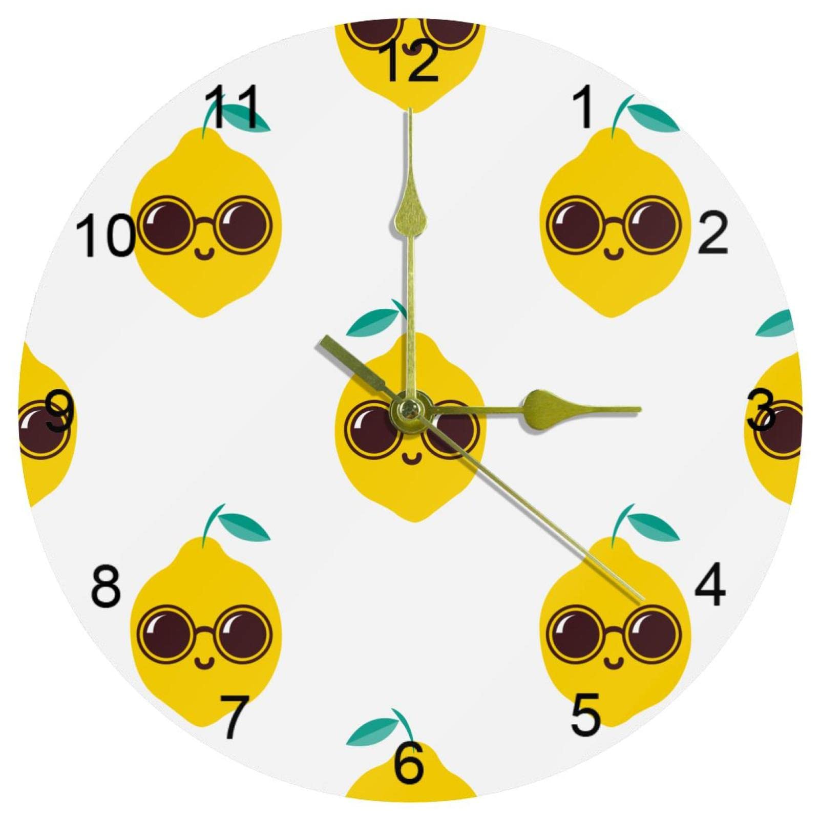 Horloge murale silencieuse 25,4 cm sans tic-tac motif citron pour maison et école
