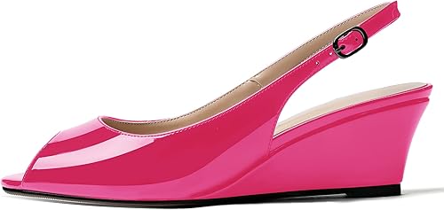 Miniatura 2 de WAYDERNS Zapatos de tacón bajo con hebilla de charol y punta abierta para mujer de 2 pulgadas