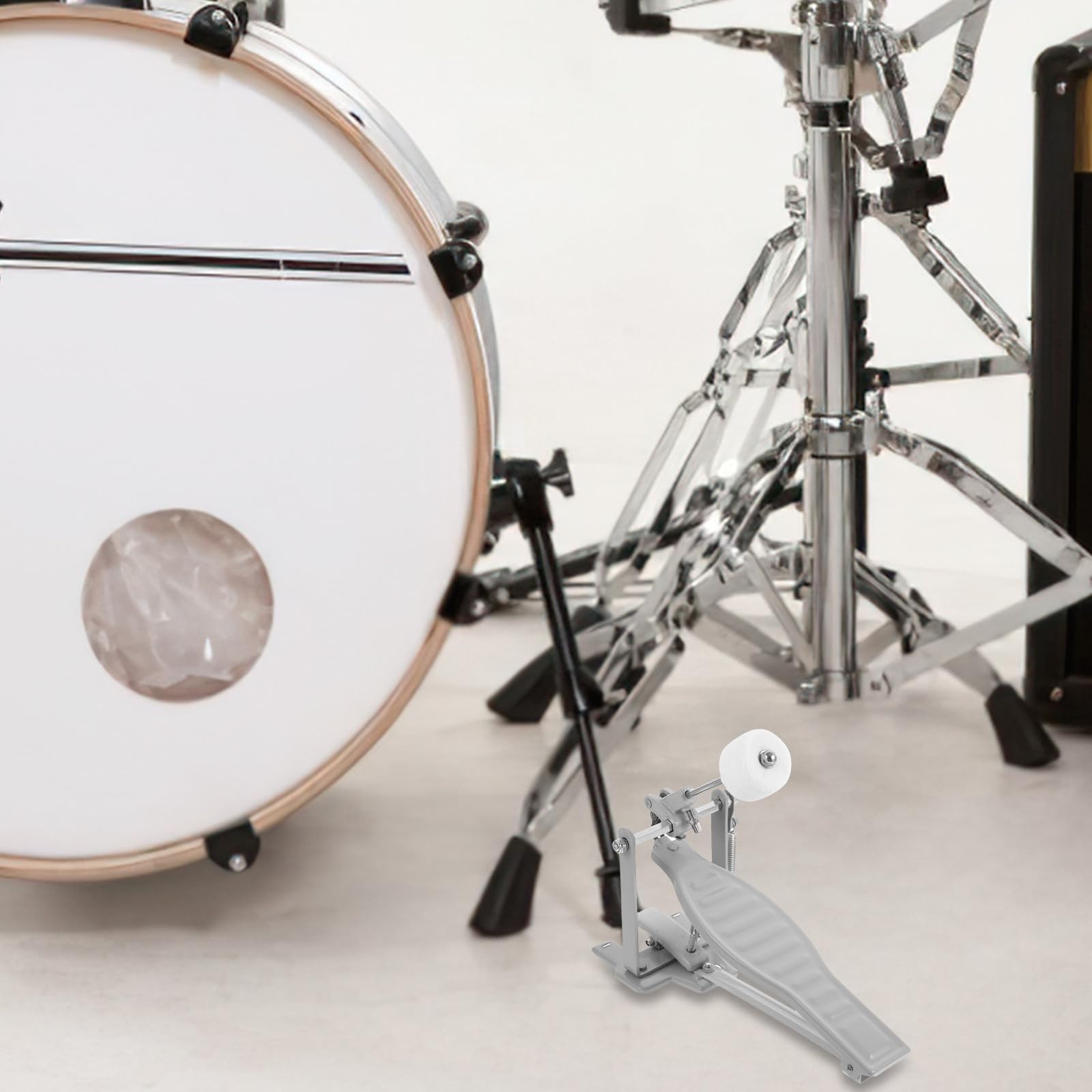 Zerodeko Pedal de Bombo para Batería de Percusión, Accesorio de Repuesto Plateado, Pieza Única Resistente para Kit de Batería, Adecuado para Mantenimiento y Uso Prolongado