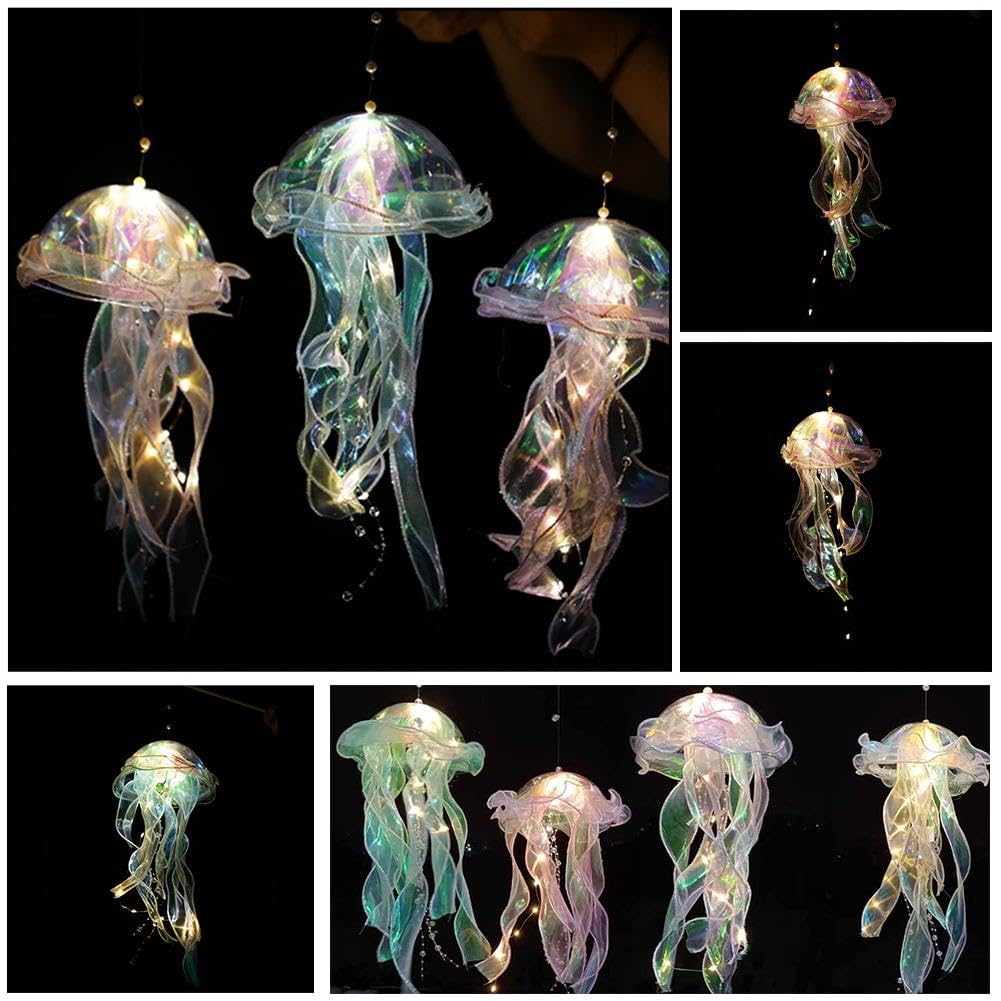 Lot De 6 Lanternes Méduses Lumineuses à Suspendre
