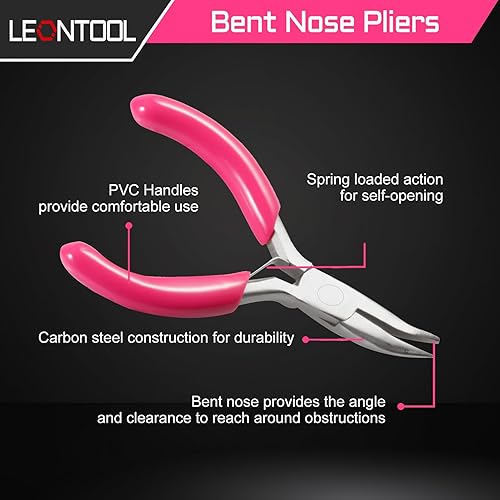 Miniatura 9 de LEONTOOL Alicates de punta redonda de 3 pulgadas, alicates de alambre para hacer joyas, mini alicates para suministros de fabricación de joyas