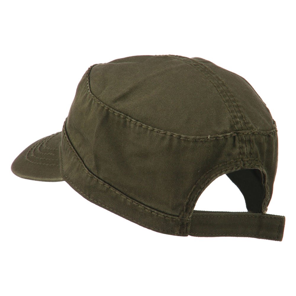 Otto Caps Garment Washed Heavy Stitching Army Cap - Dk Olive
