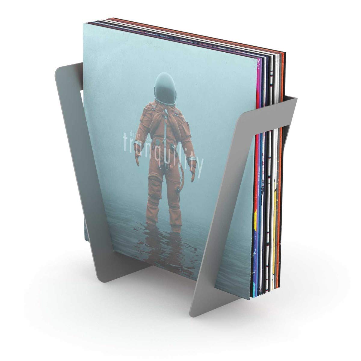 Glorious Vinyl set holder superior – for up to 25 records, solid metal, easy to assemble, elegant furnishing, silver, glorious DJ