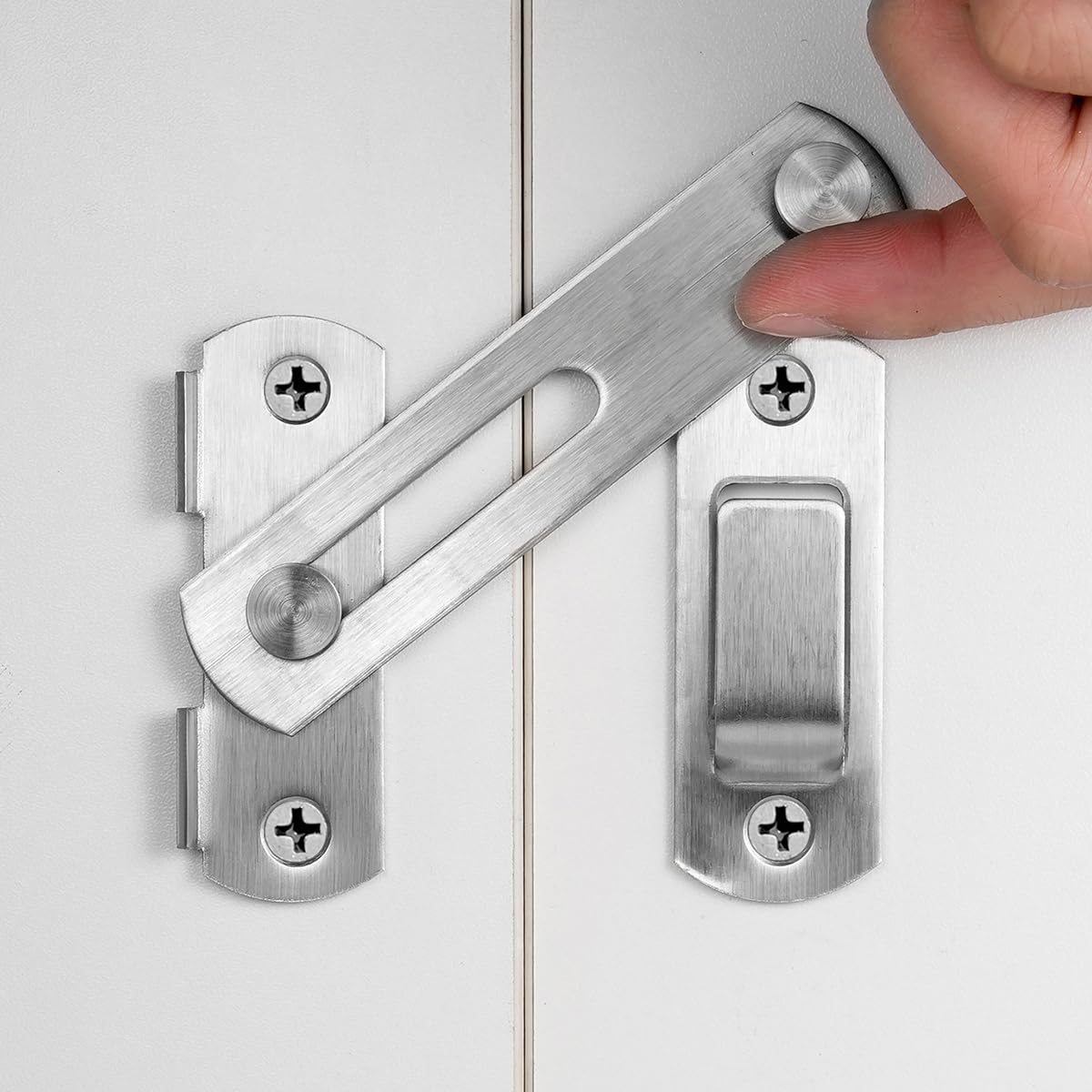 Wocoe 3 Packs Brushed Nickel Flip Latch Gate Latches,3.93"x2.75"，Premium Safety Door Locks for Barn,Wood Fence,Sliding French Doors,and More，Versatile