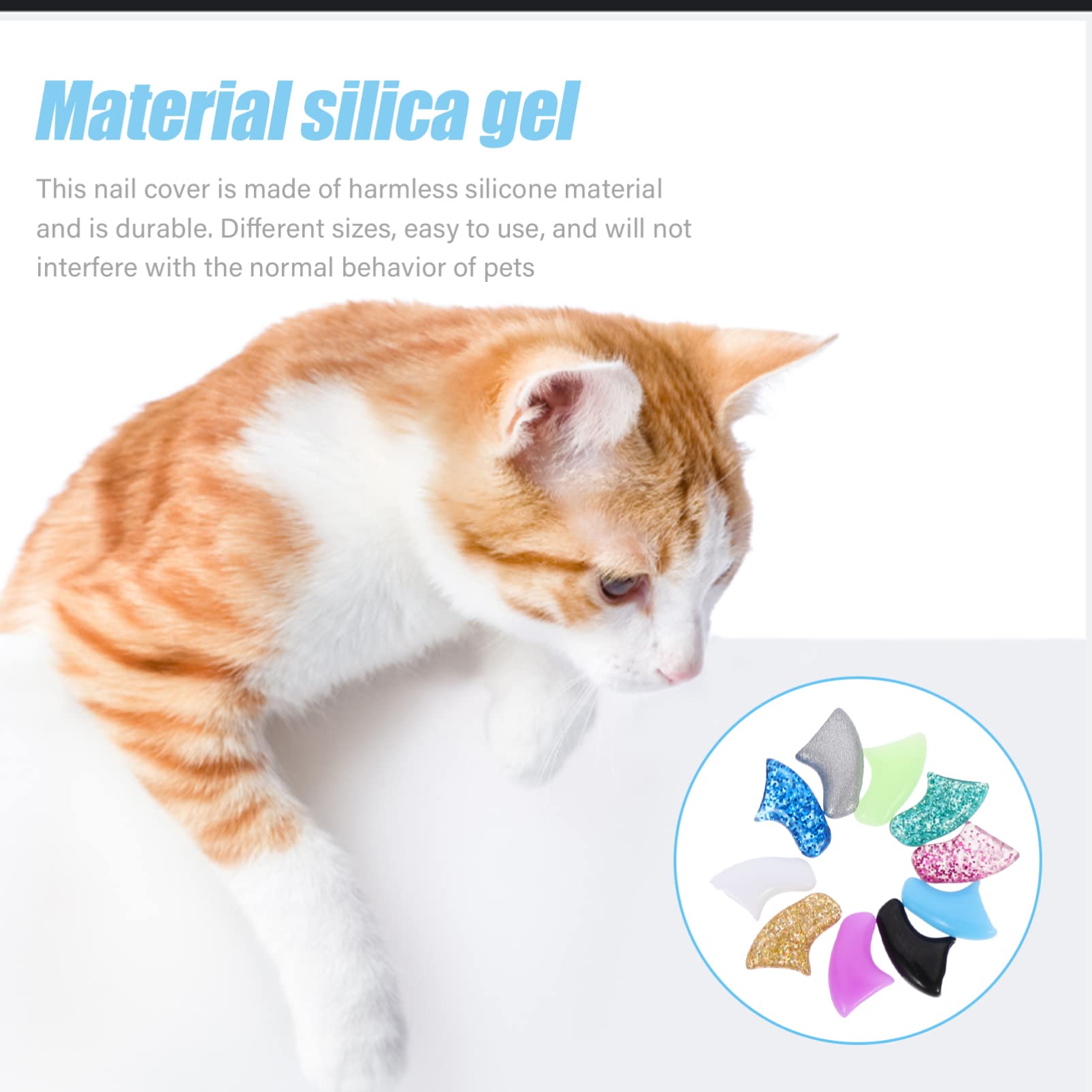 minkissy 30 Juegos Kit De Uñas De Gato Tapas De Garras Blandas Cubiertas De Uñas De Gato Garras De Gato con Pegamento Tapas De Uñas para Gatos Gatito Gel De Sílice Rasguño De Gato Cuidado