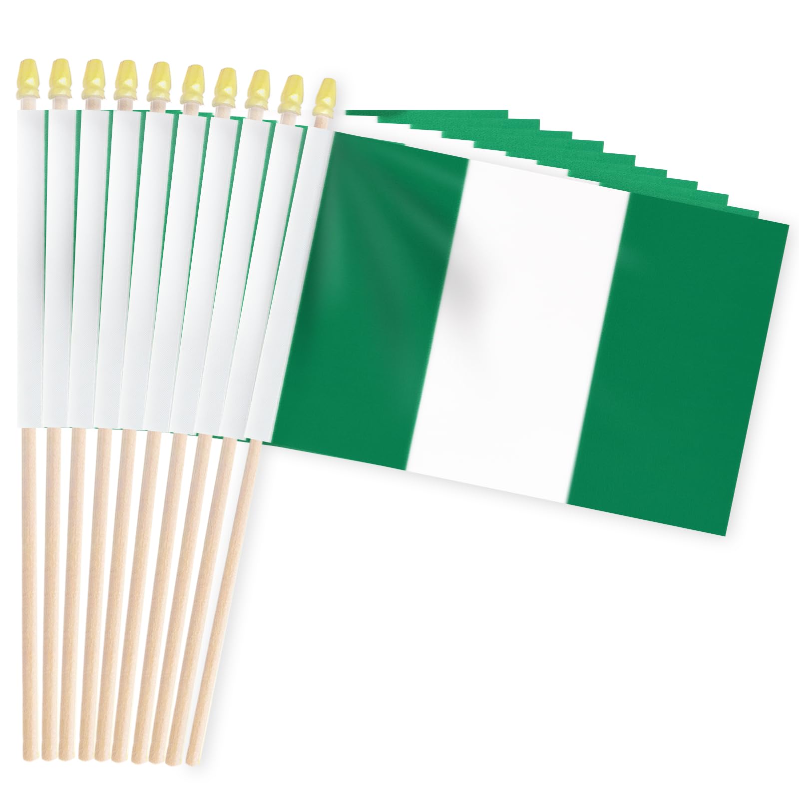 20 Pack Handheld Nigeria Flags, Small Nigerian Patriotic Flags on Sticks