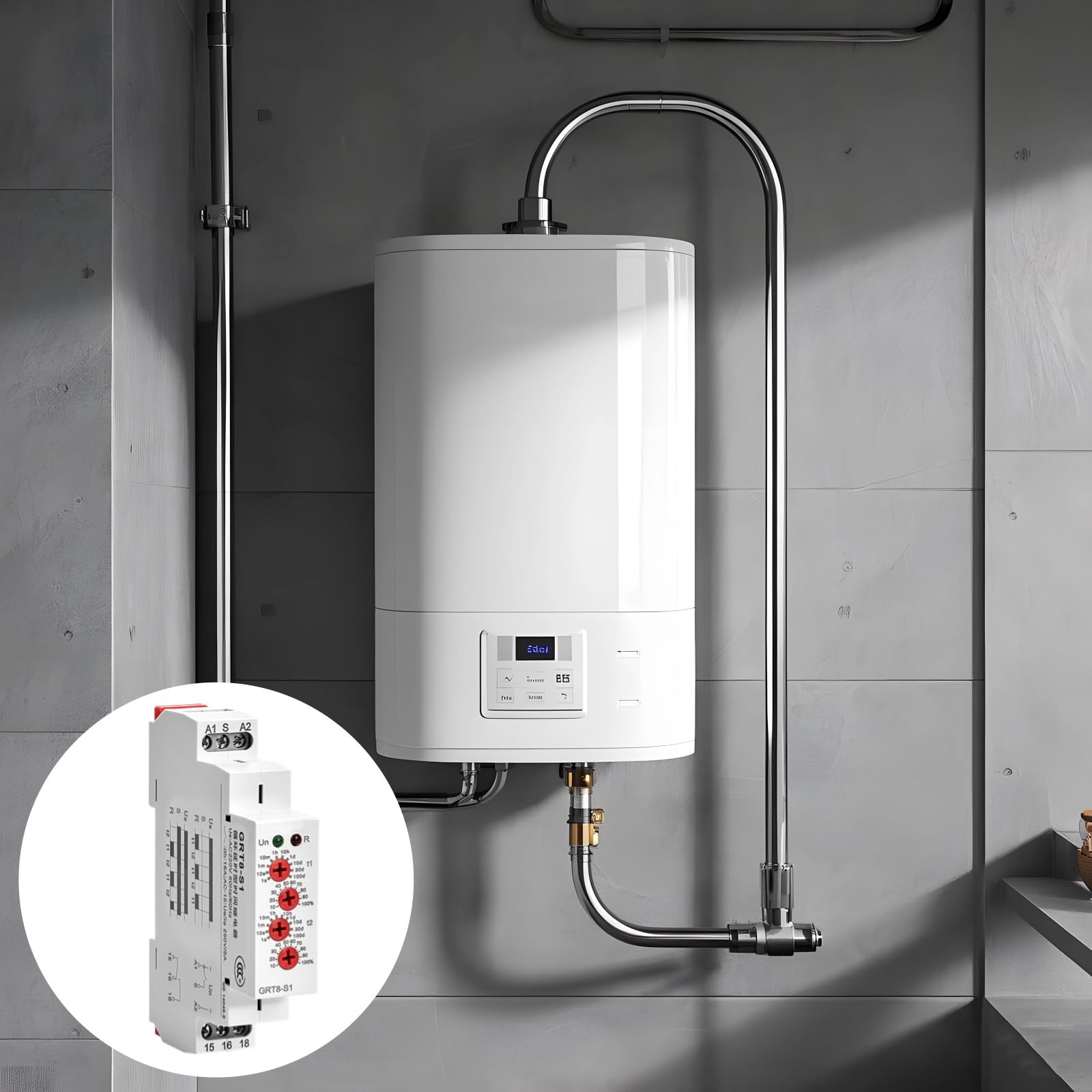 Geya Grt8-S1 Zeitverzögerungsrelais, einstellbarer doppelter Zeitzyklus für 120 Vac, AC/DC 12–240 V, passend für 35-mm-Schiene, ideal für Steuerungssysteme