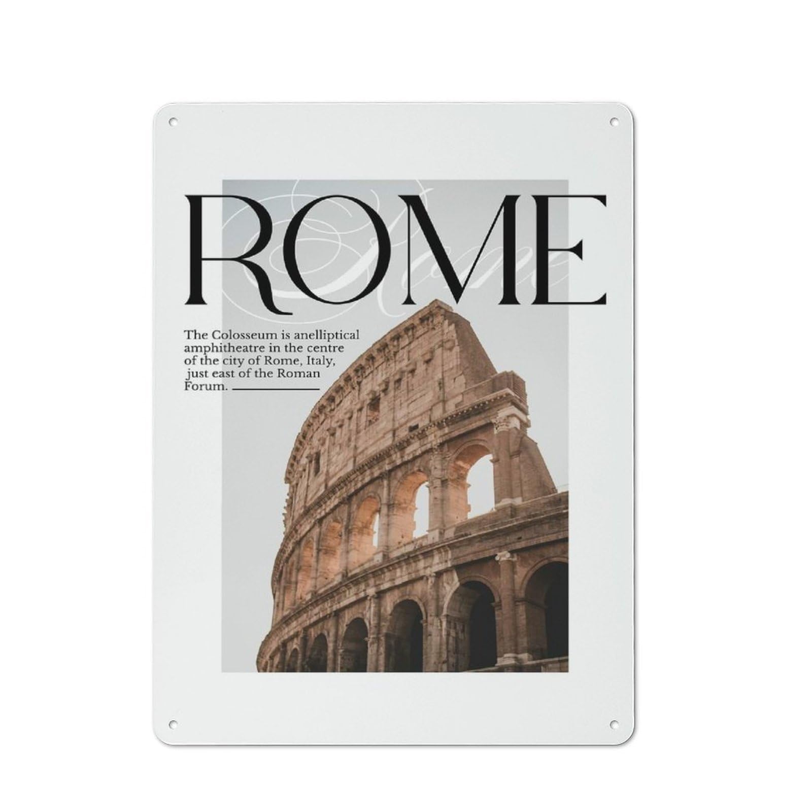 Junmoney Style-1 Retro Tin Sign 40X30cm Featuring Rome Colosseum Travel (2) For Workshop Wall, Gift For Makers And Diy Enthusiasts During The Christmas Season