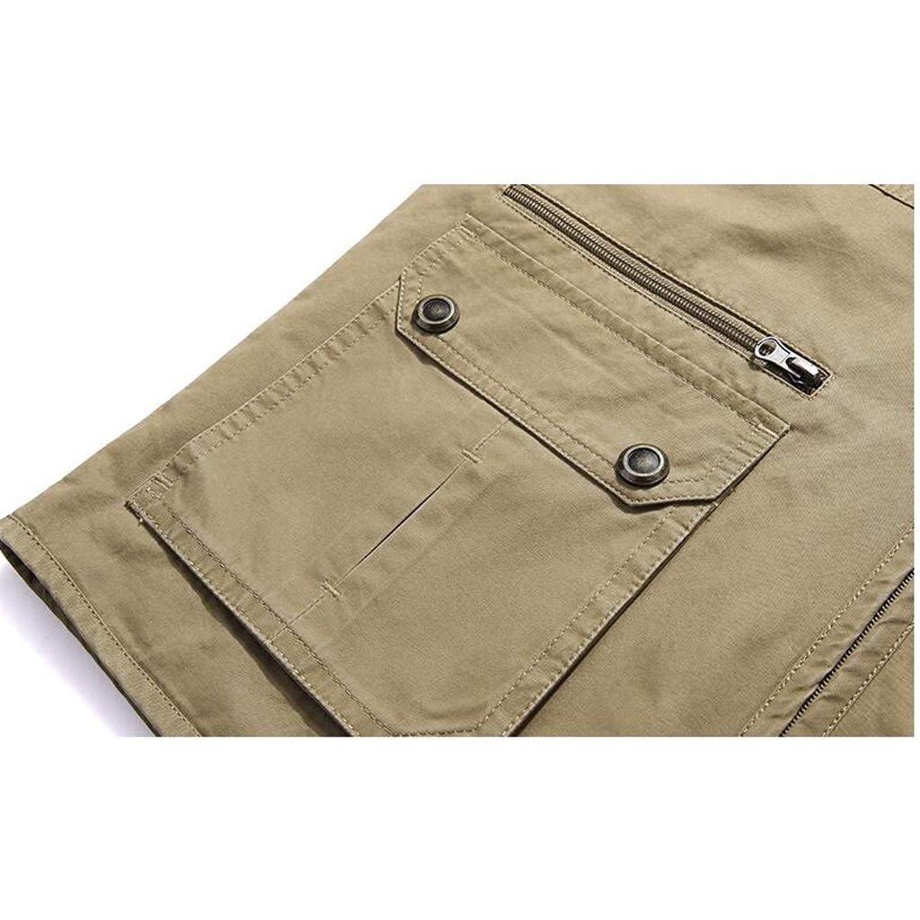 Kamizelka w wielu rozmiarach na co dzień w dużym rozmiarze, z wieloma kieszeniami, trwała (Kolor: Khaki, Rozmiar: XXXXL)