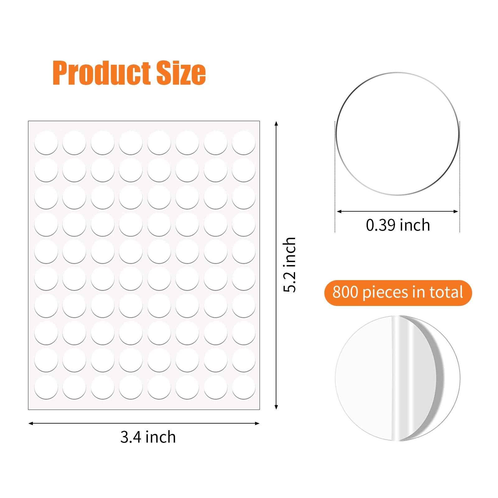 OPUHOHR 700 Pcs Double-Sided Adhesive Dots, 10mm Double Sided Sticky Dots Stickers, Round Acrylic No Traces Strong Adhesive Sticker Waterproof Dot Sticker for Craft DIY Art Office Supply