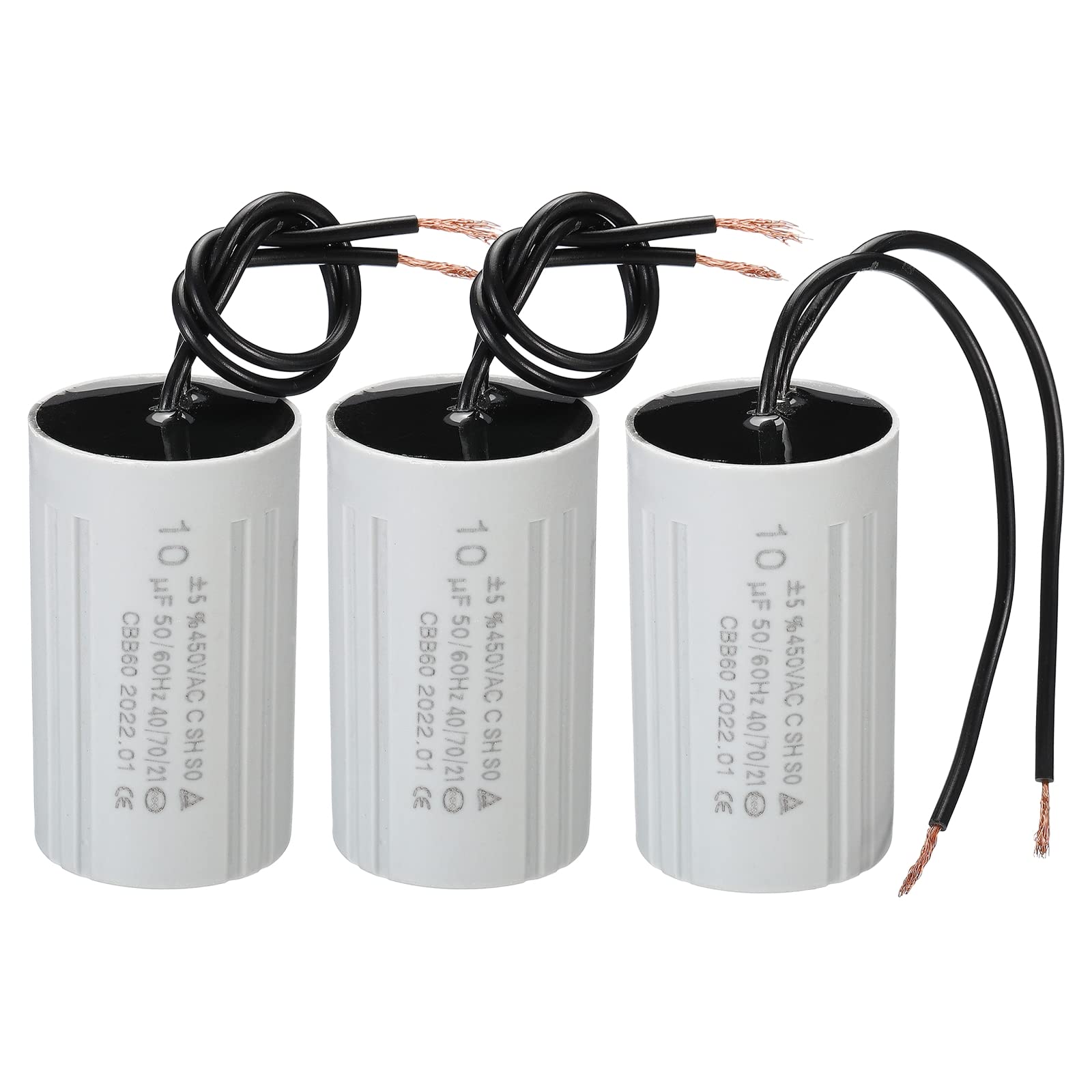 PATIKIL CBB60 10uF Run Capacitor 450V AC - 2-Pack For Motors, Water Pumps, Washing Machines (60x35mm)