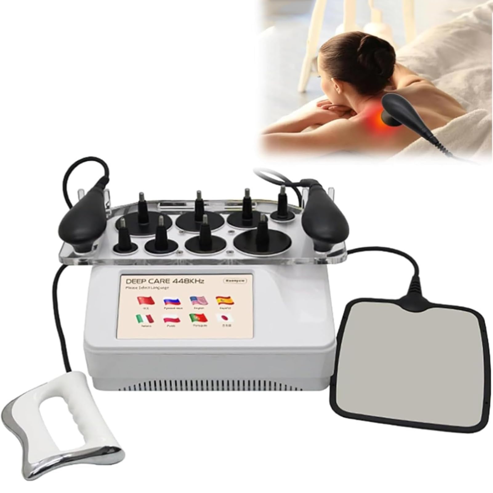 Urządzenie kosmetyczne RF, 448 kHz, głębokie ogrzewanie, wyszczuplający ciało, system podnoszenia twarzy, ulga w bólu, masażer fizjoterapeutyczny do użytku domowego