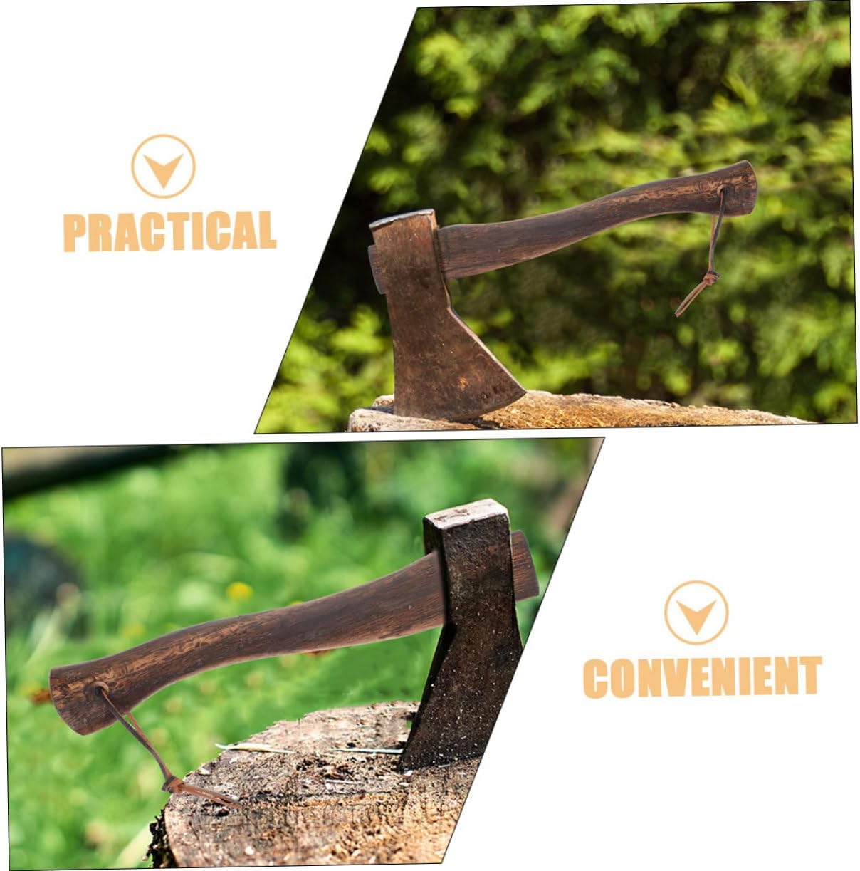 balacoo 6pcs Wooden Axe Grip Axe Handle Replacement Hardwood Handle for Firewood Gardening Hiking Hunting