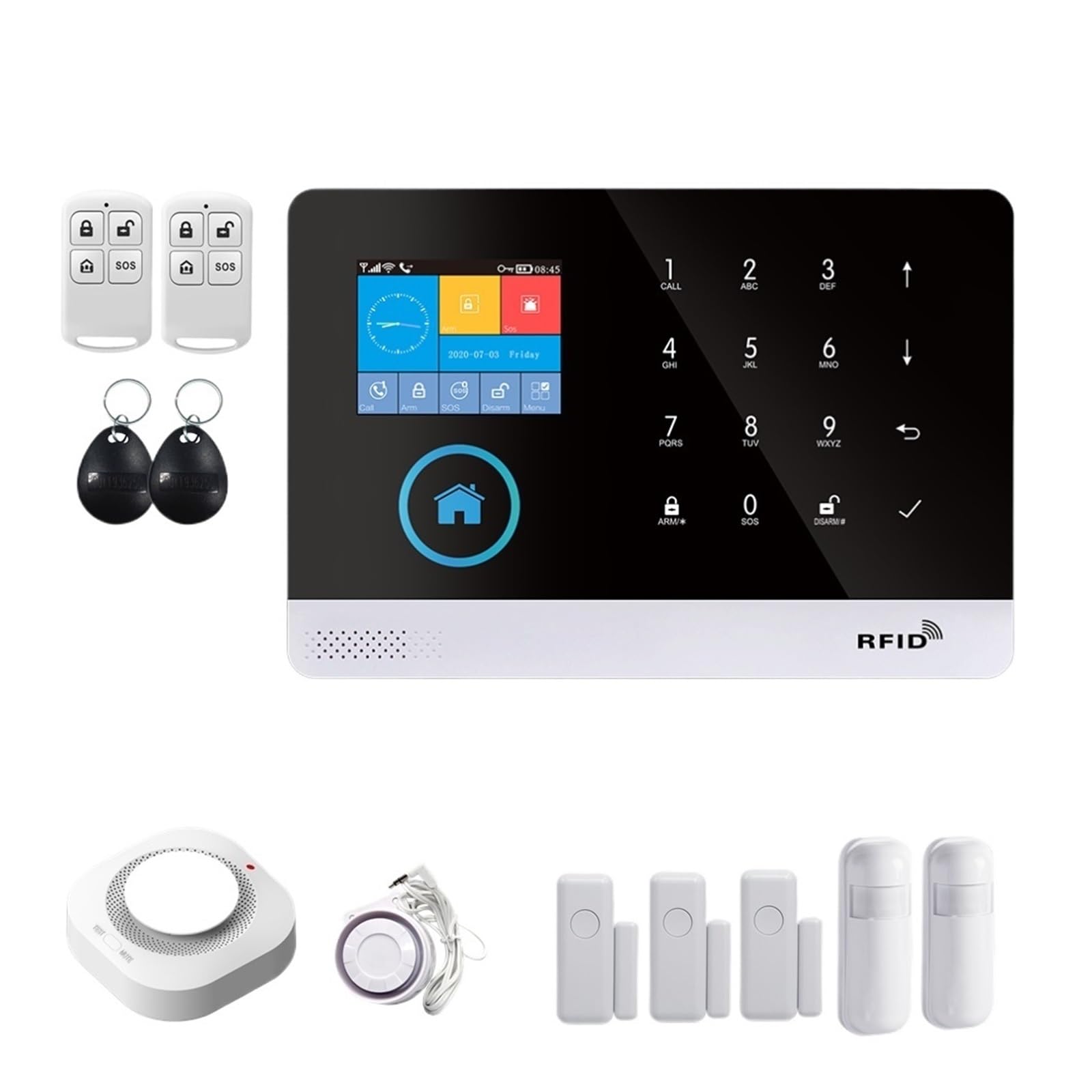 Bezprzewodowy System Alarmowy 4G W Domu WiFi Czujnik Okna Drzwi Z Alarmem Smart Life Tuya App Kompletny System Alarmowy(Set-D)