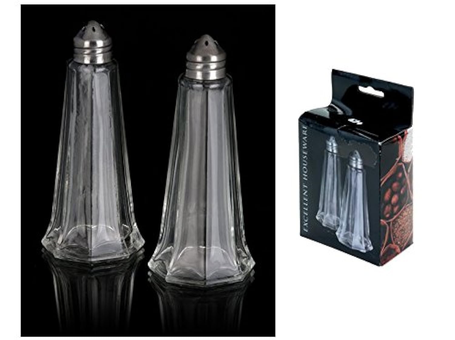 Difuzed Excellent Houseware Glass Pepper and Salt Shaker 2-Piece Set, 112 mm Height