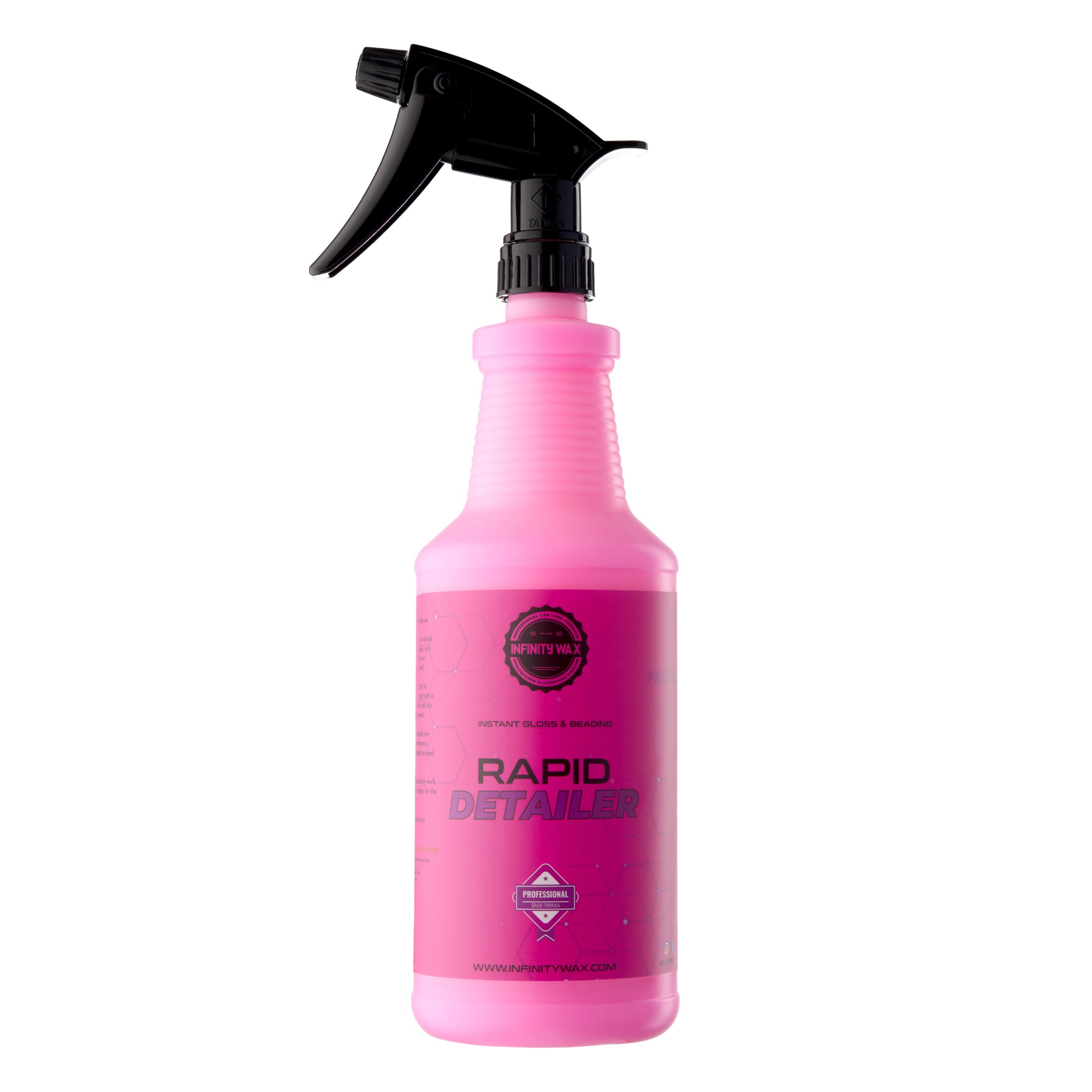 Infinity Wax Rapid Detailer Pink 1L – Quick Detail Spray with Gloss, Water Beading & No Buffing, Carnauba-Safe Paint, Trim & Glass Easy Use in Any Weather High Slickness & 8+ Weeks Protection