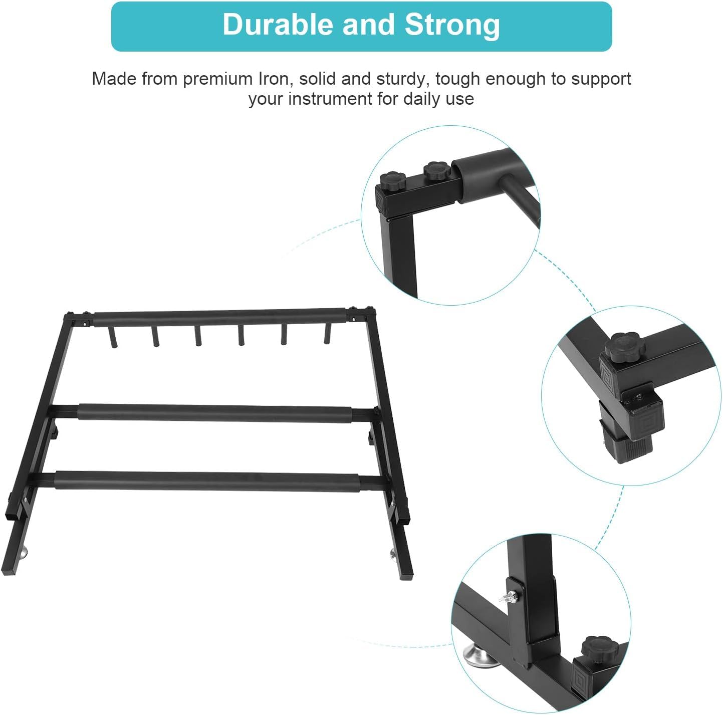Yosoo Health Gear Soporte universal para guitarra con acolchado de goma gruesa y 5 soportes, plegable y portátil, color negro para guitarra acústica clásica, eléctrica, acústica y bajo