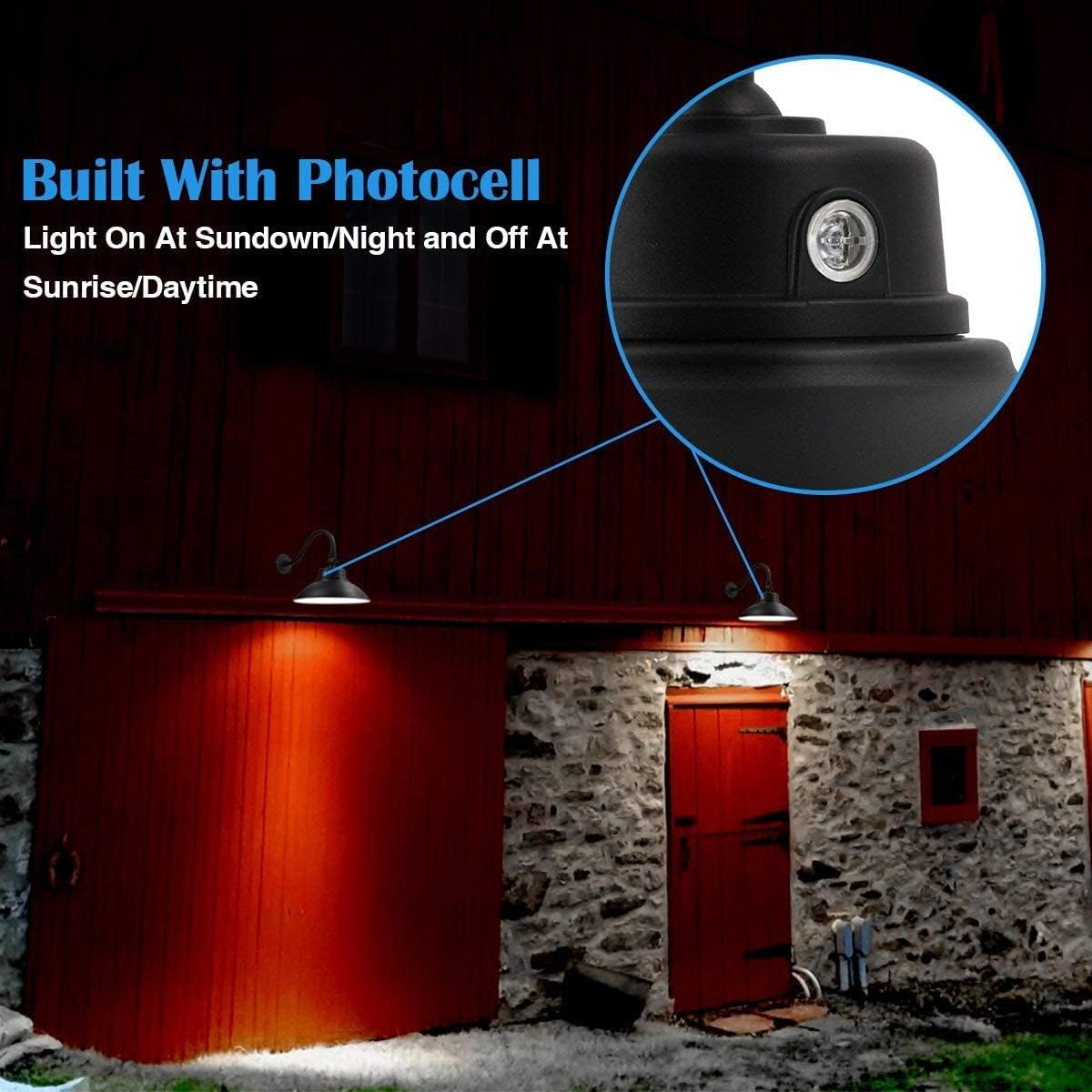Exclusive Discount 80% Offer 14in. Black LED Gooseneck Barn Light 42W 4200lm Warmlight LED Fixture for Indoor/Outdoor Use - Photocell Included - Swivel Head, Energy Star Rated - ETL Listed - Sign Lighting - 3000K Warmlight 2Pack