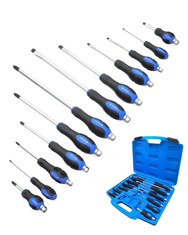 ROTATION Magnetic Screwdriver Set 12 PCS with Black tips, 6 Phillips and 6 Flat Head Screwdrivers, with Go-Thru Steel Blades, High Torque for Fastening and Loosening (Black Tip_Matt Blade) by ROTATION - Used condition - US$28.21
