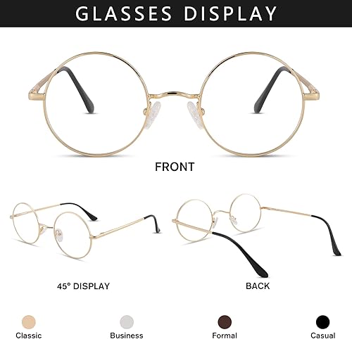 Miniatura 2 de Pro Acme Gafas redondas con marco de metal clásico, lentes transparentes sin receta para mujeres y hombres