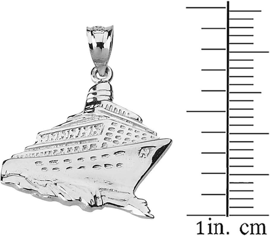 Claddagh Gold 925 Sterling Silver Cruise Ship Ocean Liner Pendant Necklace