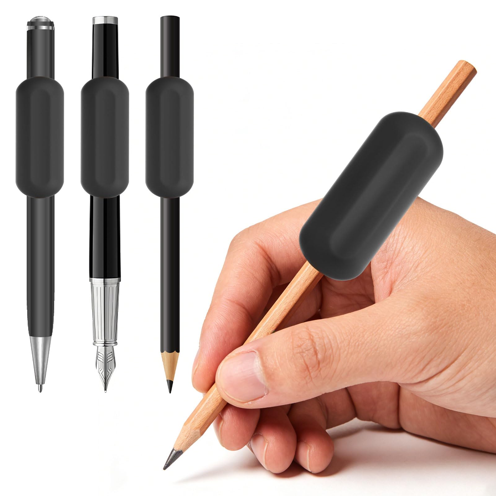 Heyung 3 PCS Weighted Pencil Grips,Silicone Pencil Grips for Children and Adults,Ergonomic Design Silicone Writing Aid for Elderly People and Individuals with Special needs,Right and Left Handed Use