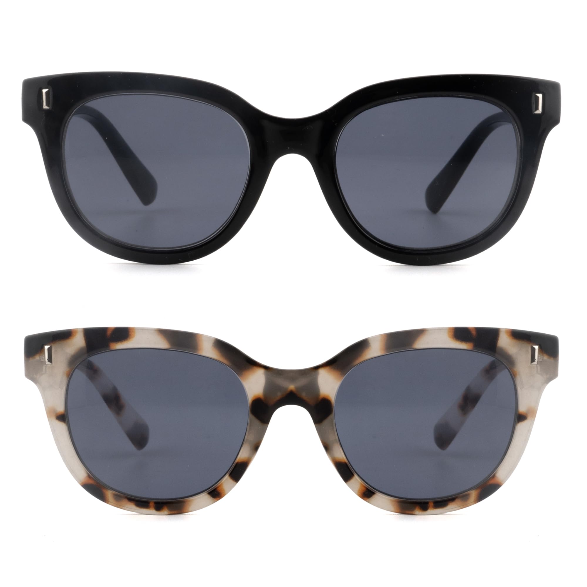 Paquete de 2 lentes de sol de lectura para mujer, lentes de sol clásicos para exteriores, lentes completos de aumento