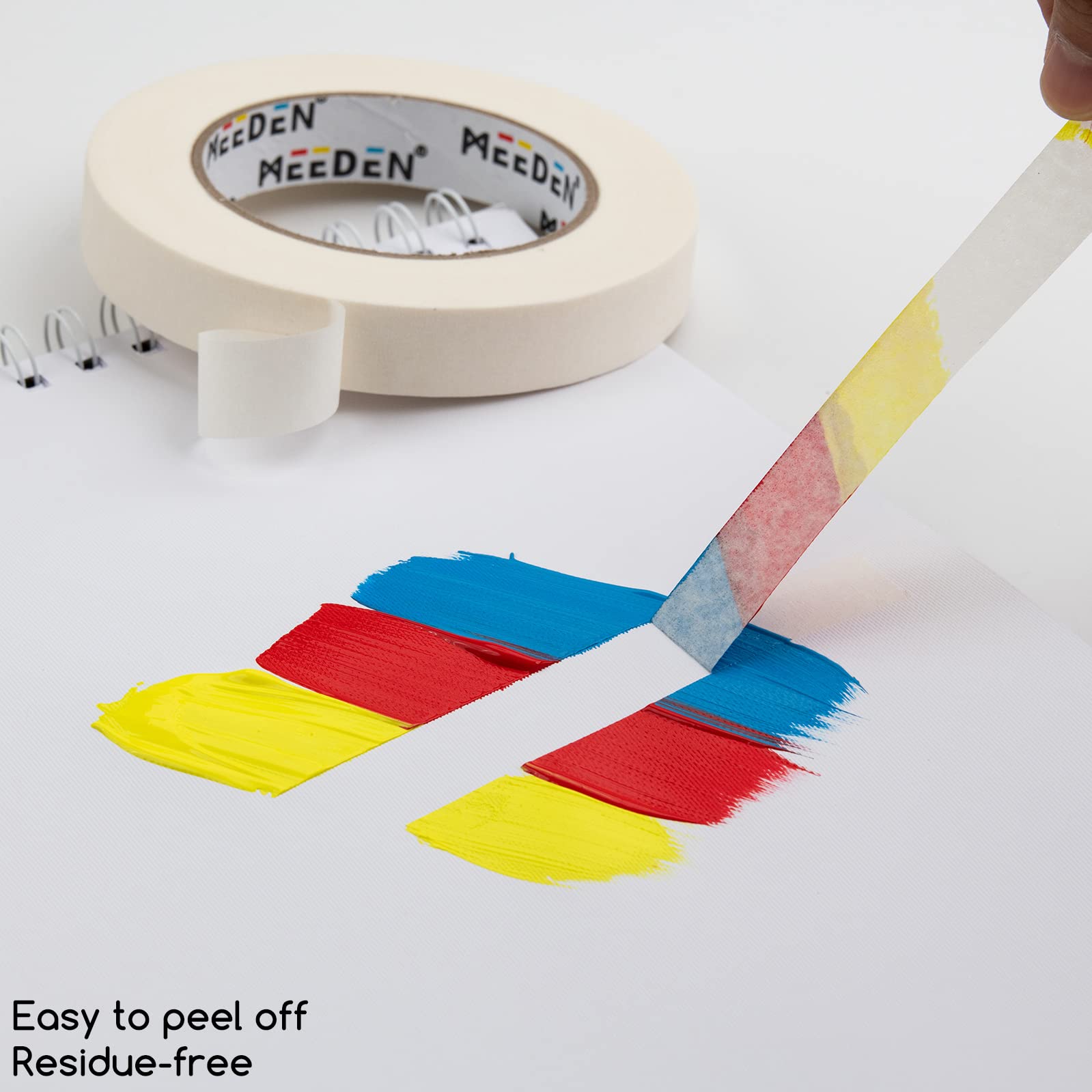 MEEDEN Lot de 10 Ruban de Masquage Peinture 0,75" avec un Total de 550 m Blanc Sans Acide, Facile à Décoller, Idéal Pour Peinture, Dessin, Toile, Papier, Aquarelle, Huile, Acrylique