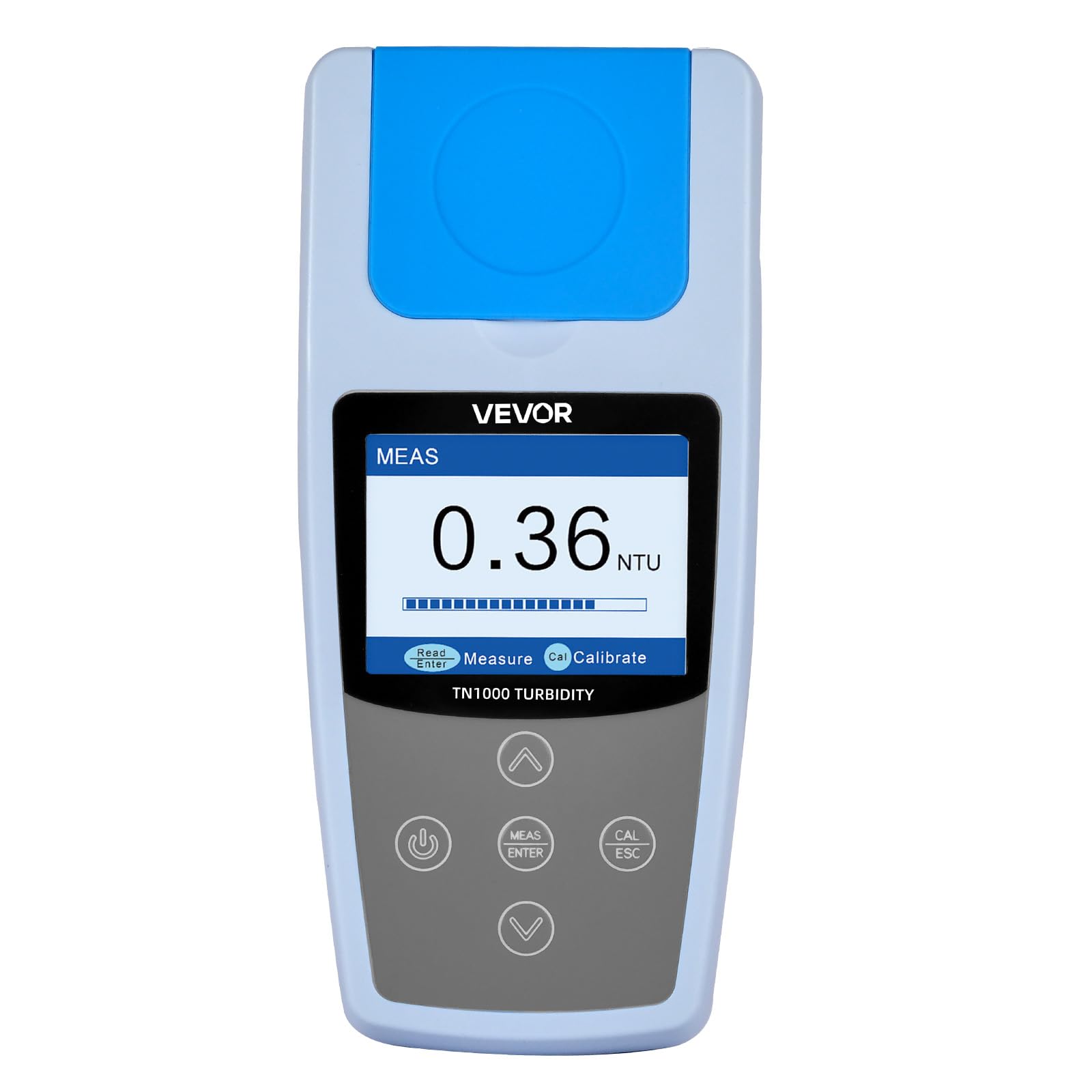 VEVOR Trübungsmessgerät Messbereich 0–1000 NTU, ISO 7027-konform, tragbarer Turbidimeter, schnelles Ablesen, mit Kalibrierlösungen & Probenfläschchen & Tragetasche, für Feld und Anlage