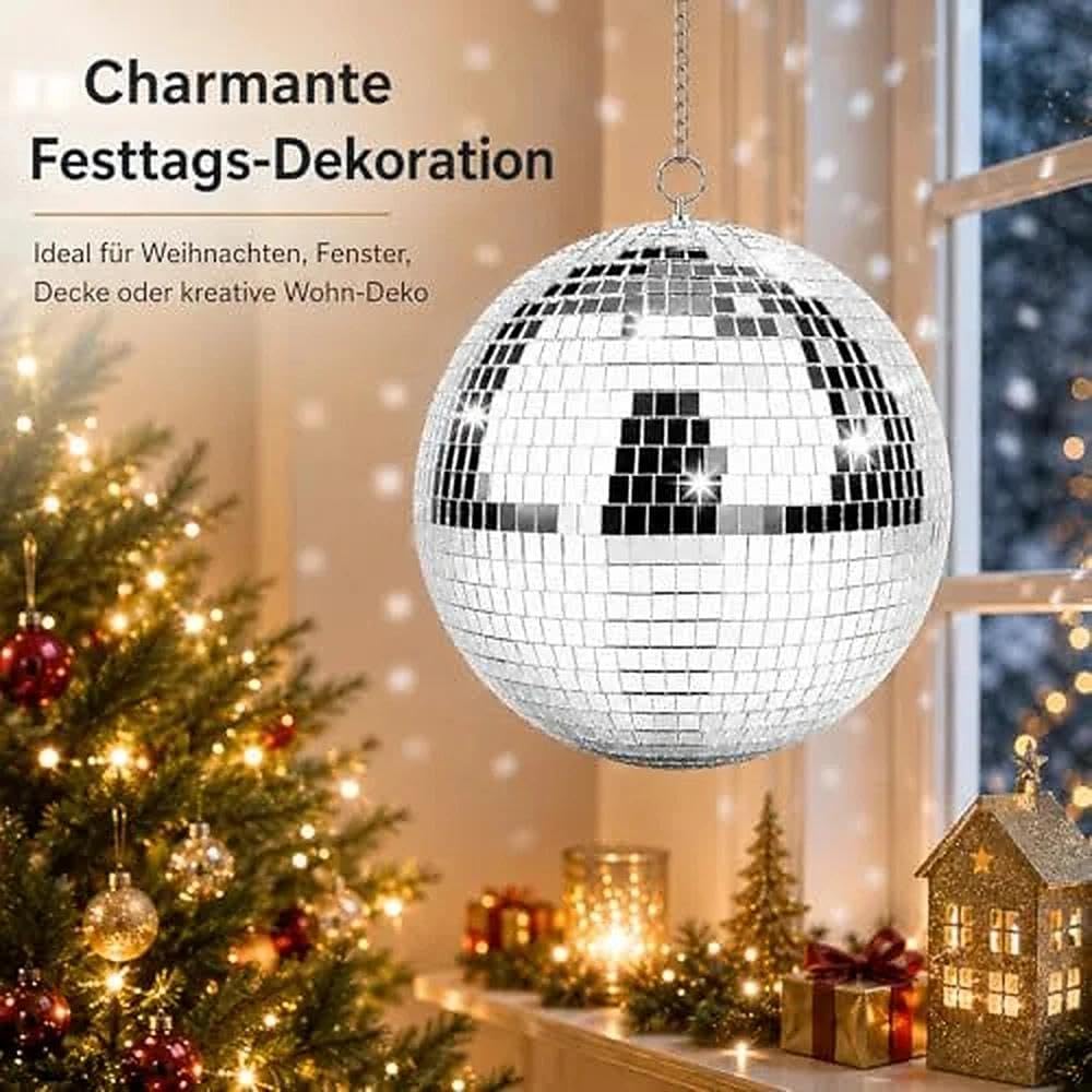 Spiegel-Discokugel 25cm,Discokugeln Zum Aufhängen,Spiegelkugel 25cm mit Selbstklebende Mini Spiegel und Haken Selbstklebend,Spiegelkugeln Disco Kugel,Ideal für Partys Oder DJ-Lichteffekt