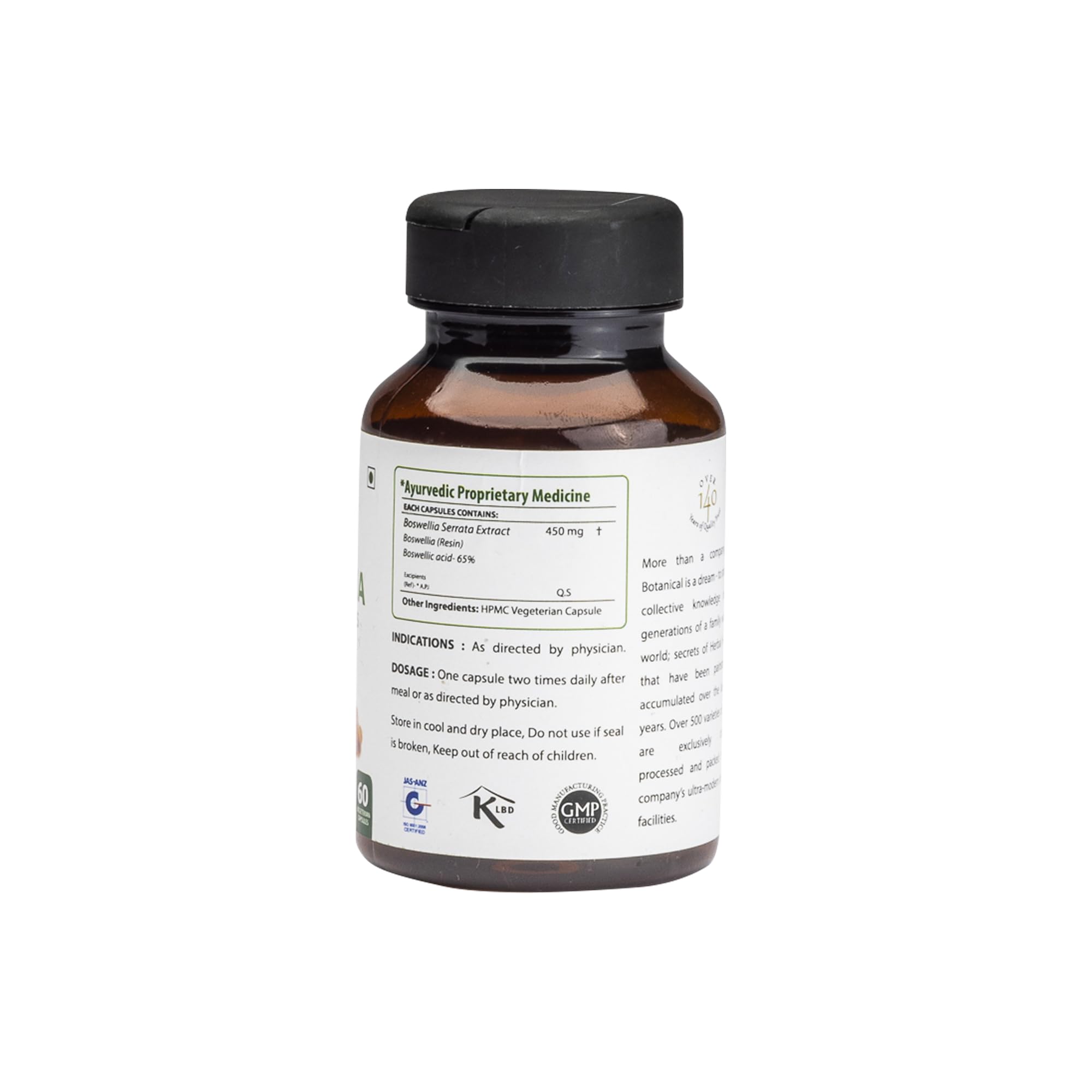 Shallaki Extract Capsules (Boswellia Serrata) 450 mg | 65% Boswellic Acid | 60 Veg Capsules | Supports Healthy Joint Functions & Anti-Inflammation - Image 5 thumbnail