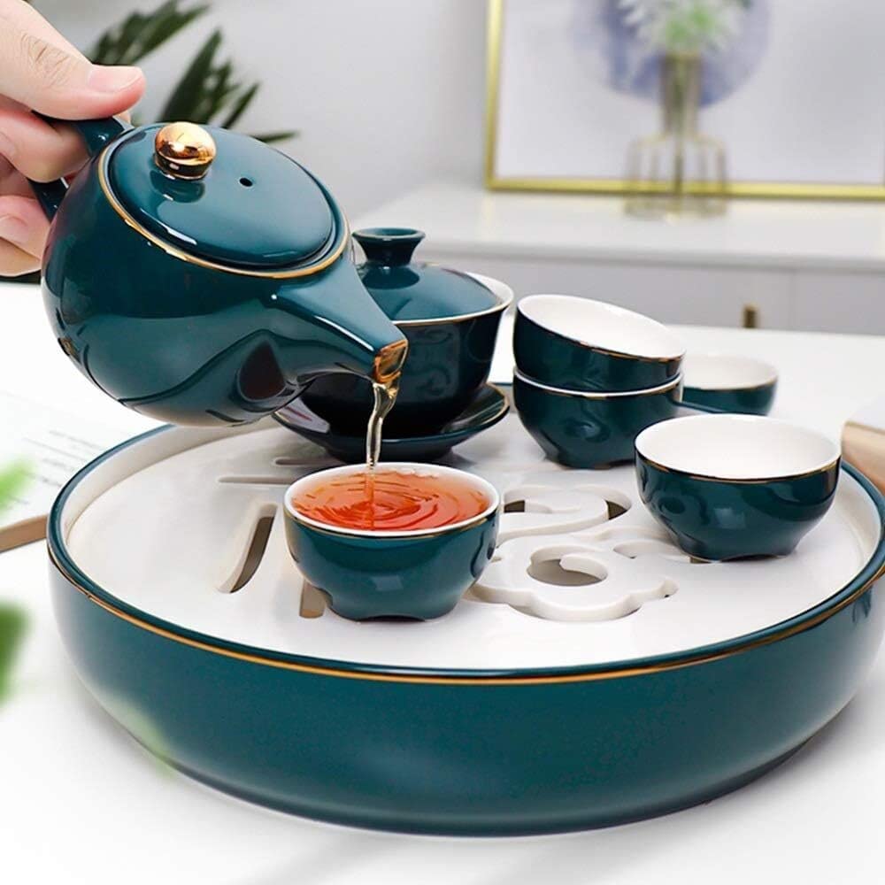 Zestaw Do Herbaty 11-częściowy Zestaw Do Herbaty Filiżanka Czajniczek Z Tacą I Porcelanowym Zestawem Dla 8 Osób Strona Główna Akcesoria Kuchenne