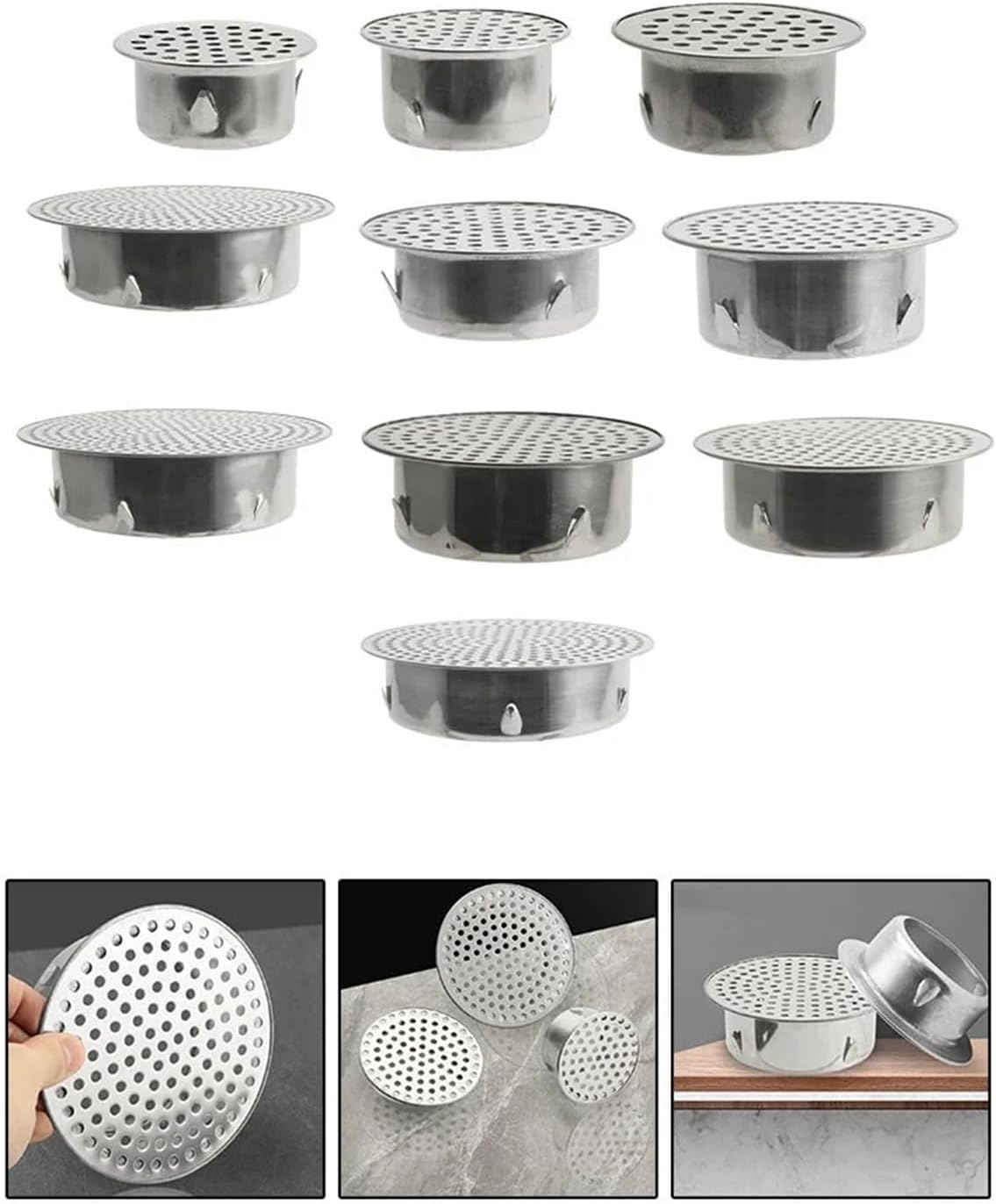 Stainless Steel Bathroom Drain Cover Hair Catcher Balcony Drainage Stopper Plug Garden Outdoor Roof Anti-Blocking Floor Strainer(160 Tubes)