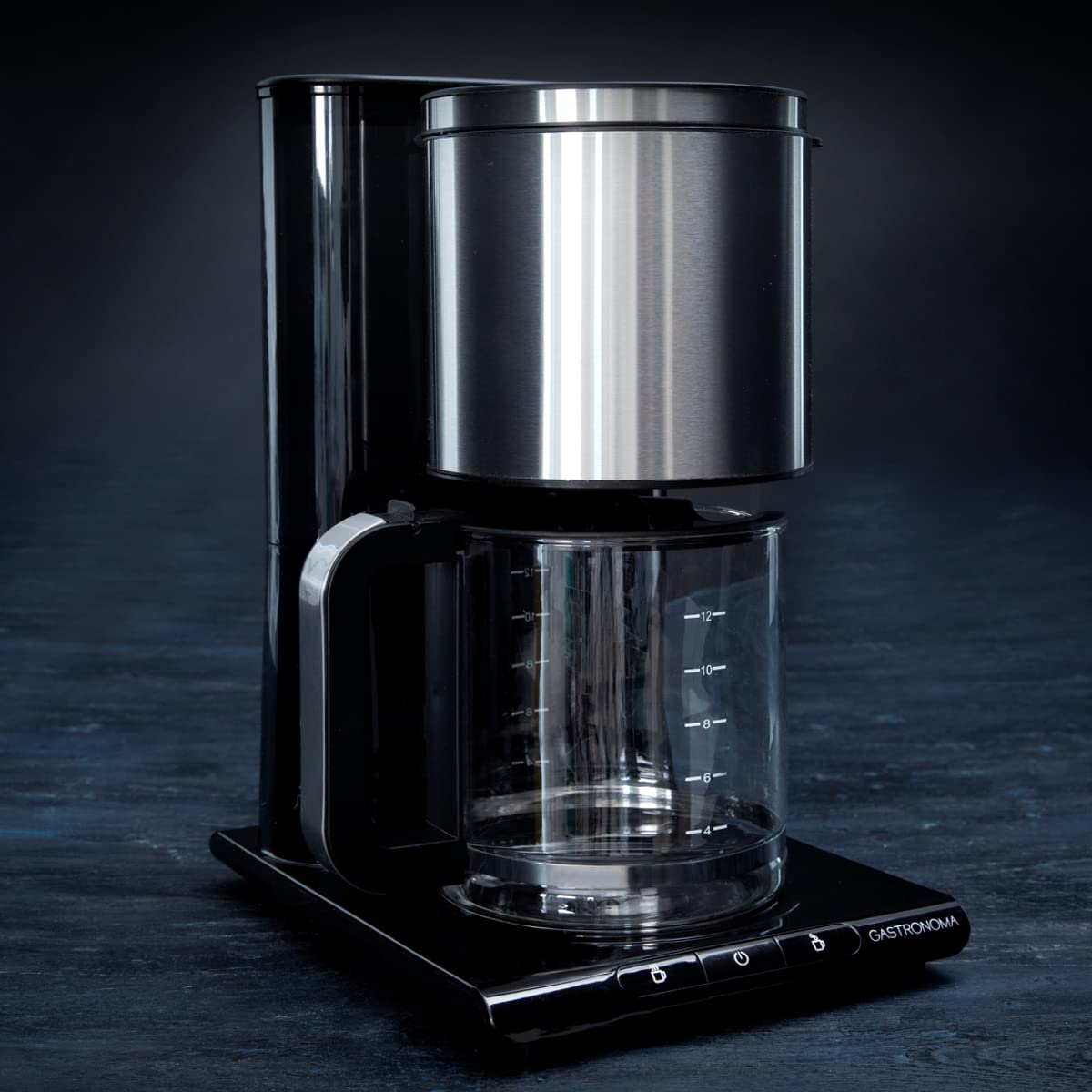 Gastronoma Cafetera de filtro 1,5 L - Cafetera negra | Termo con función de mantenimiento del calor, cafetera con sistema antigoteo, apagado automático, para 10 – 12 tazas
