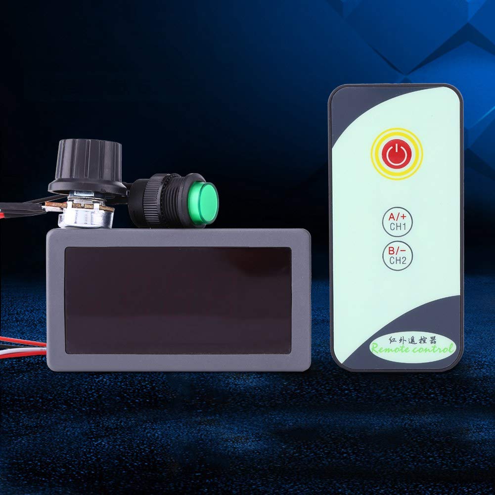 Eujgoov Regulador de Velocidad del Motor de CC con Pantalla Digital y Control Remoto IR, Controlador PWM Ajustable para Motores de 6 V, 12 V y 24 V