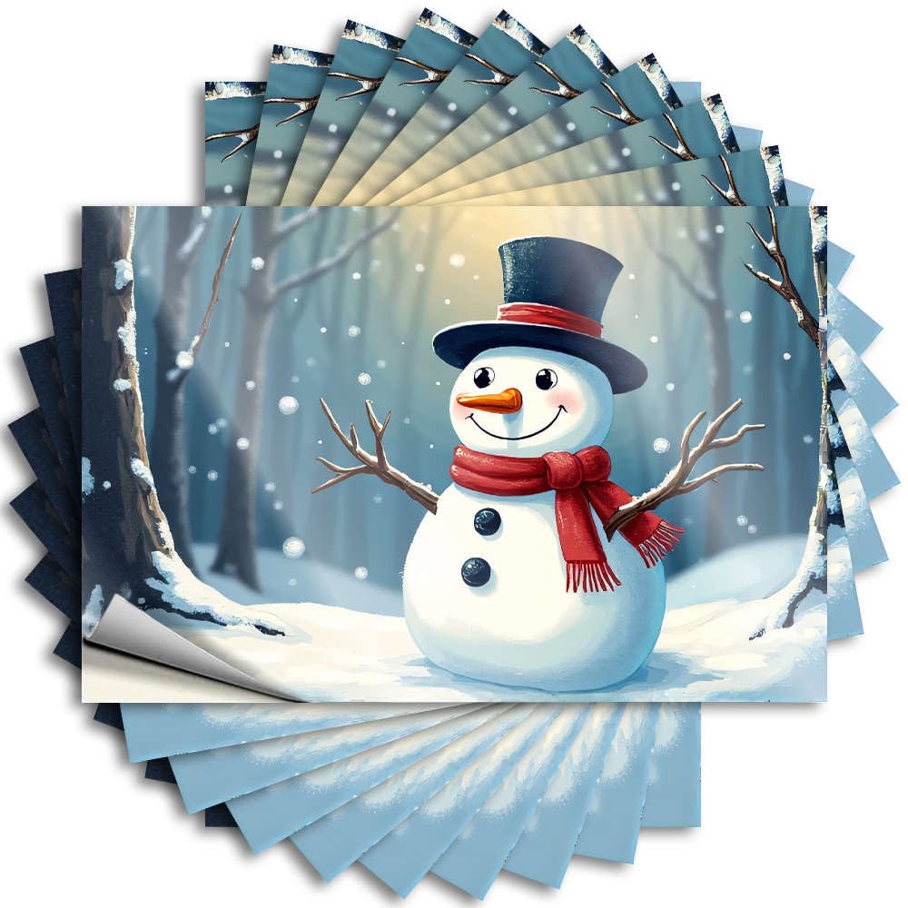 Lettering Sticker Encouragement Fall Decor Outdoor Waterproof - A Cheerful Snowman in A Winter Forest. Laptop Self Adhesive Decal for Fishing Use(6X9CM)