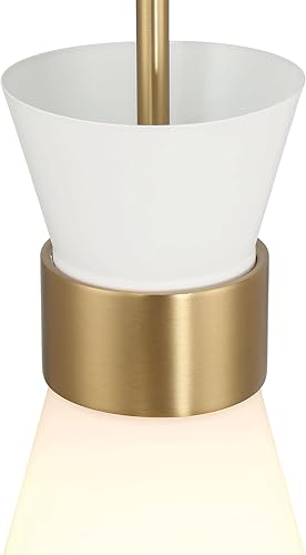 Miniatura 8 de Robert Stevenson Lighting Kit - Lámpara de techo moderna minimalista de cristal de ópalo cónico y metal, blanco y dorado