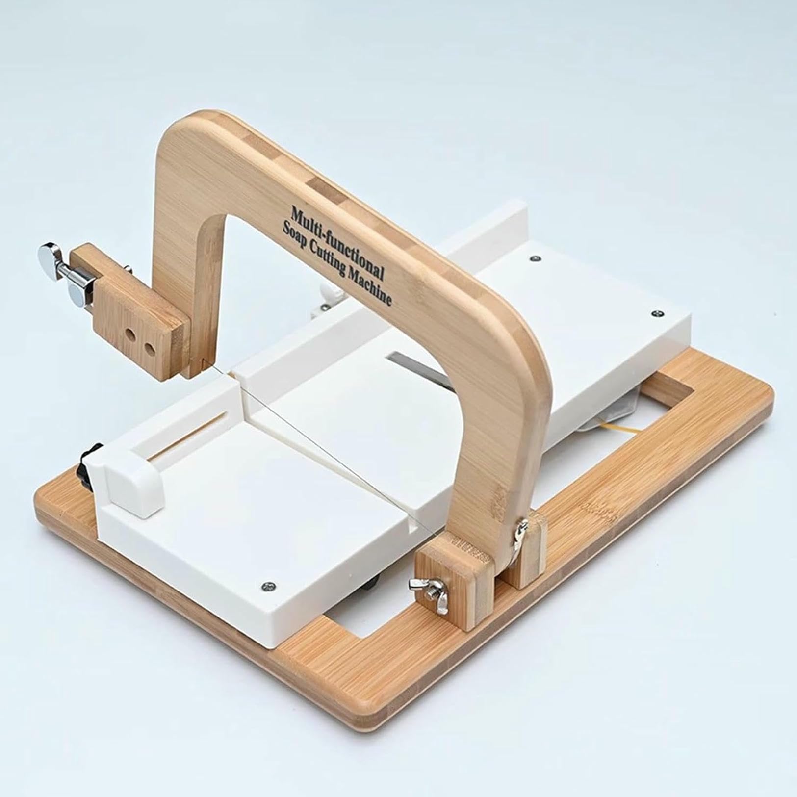 ZHJOPP Bamboo Soap Cutters, Single Wire Slicer Cutting Tool, Adjustable Thickness, Soap Chamfer Edge Trimming Tool, for Candles, Cheese