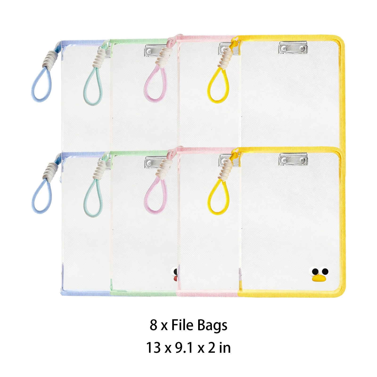 8 buste A4 con cerniera, 8 colori trasparenti, impermeabili, 33 x 9,1 x 5,1 cm, per scuola, ufficio, uso domestico