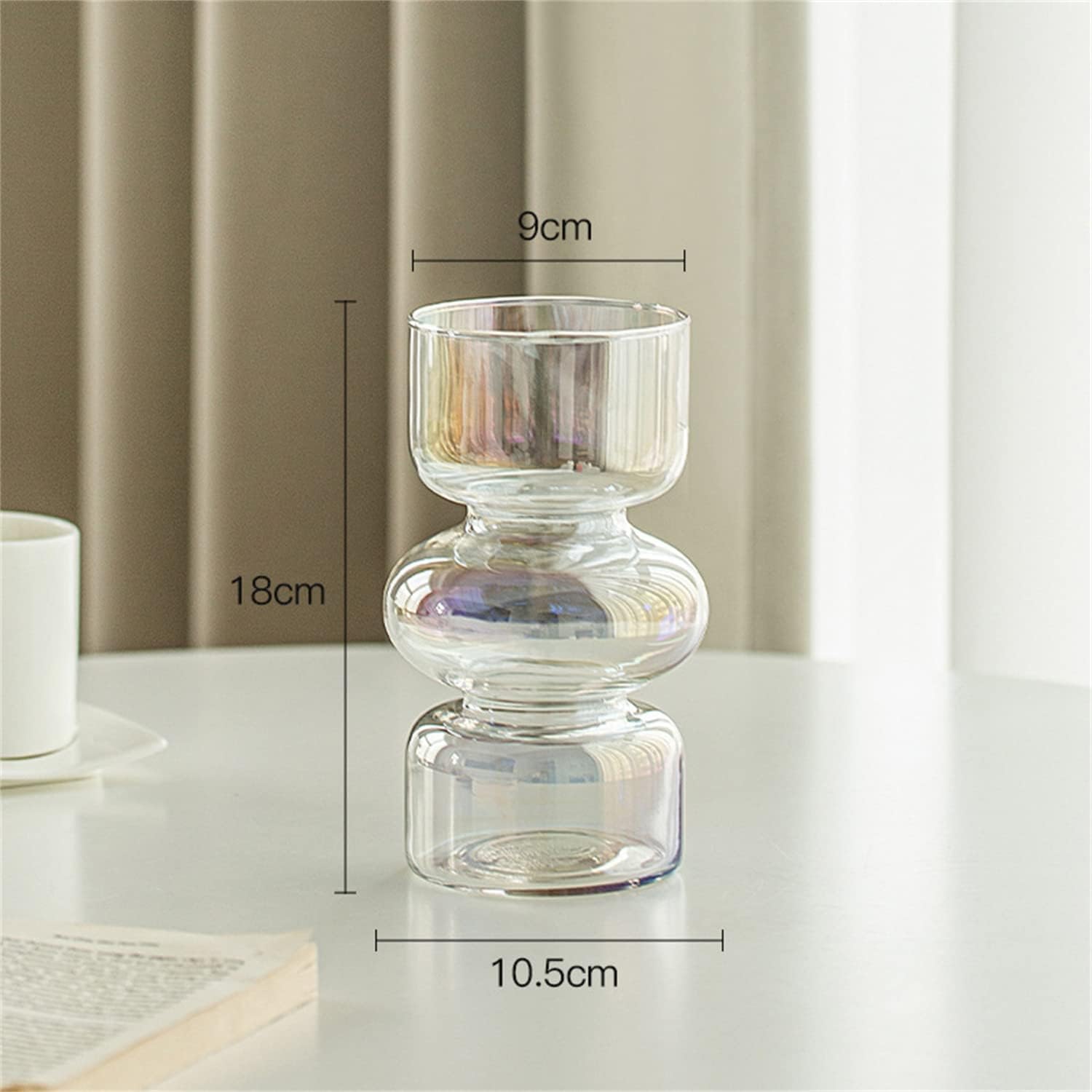 JSPYFITS Glass Hydroponic Flower Vase, 7 Inches Colored Glasses Bubble Vase for Flower, Three-Layer Glass Funky Vases for Home/Office/Weddings/Party Table Flowers Decor (Iridescent Clear) - Image 7