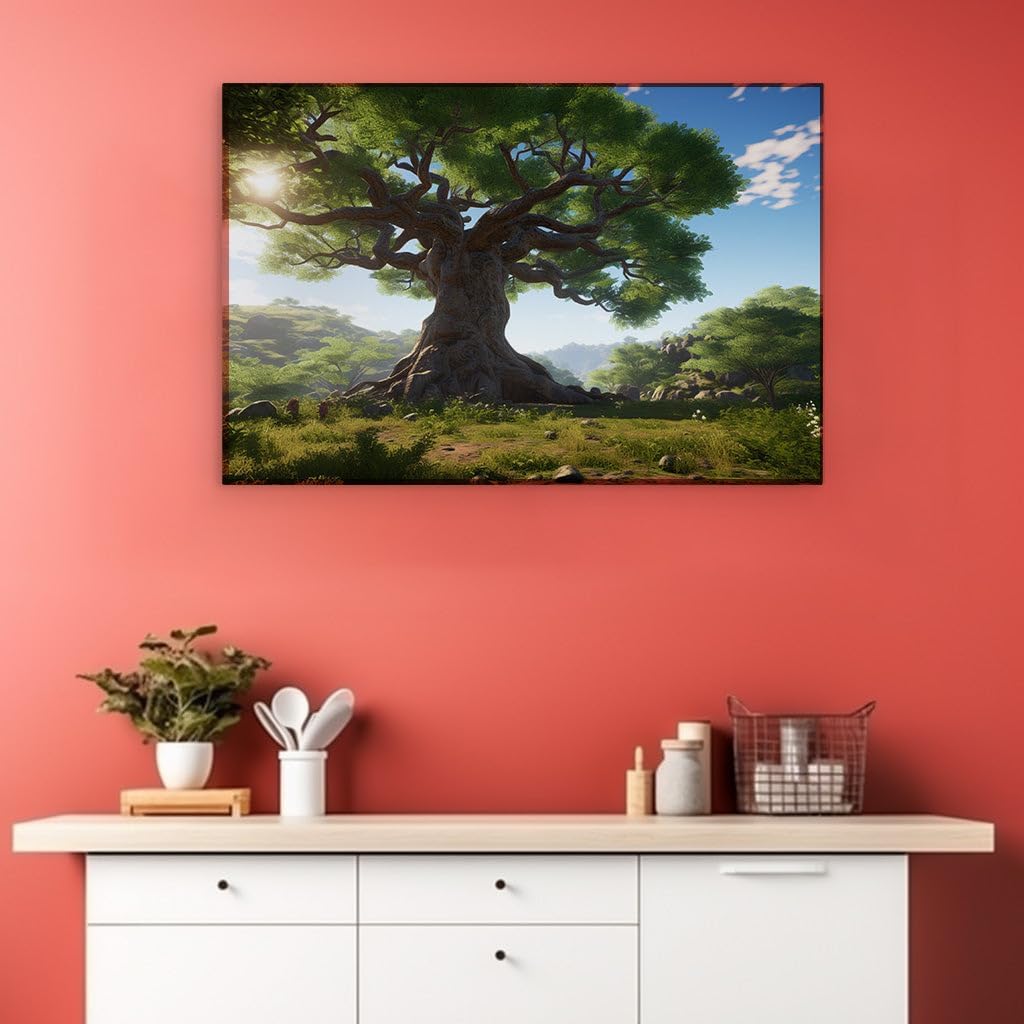 Canvas for Living room. Whispers of Nature: Finding Serenity Beneath the Majestic Tree, 27 x 18 inch Canvas Wall Art - Contemporary Masterpieces - Modern Home Decor - 69x46 cm (27x18 inch)