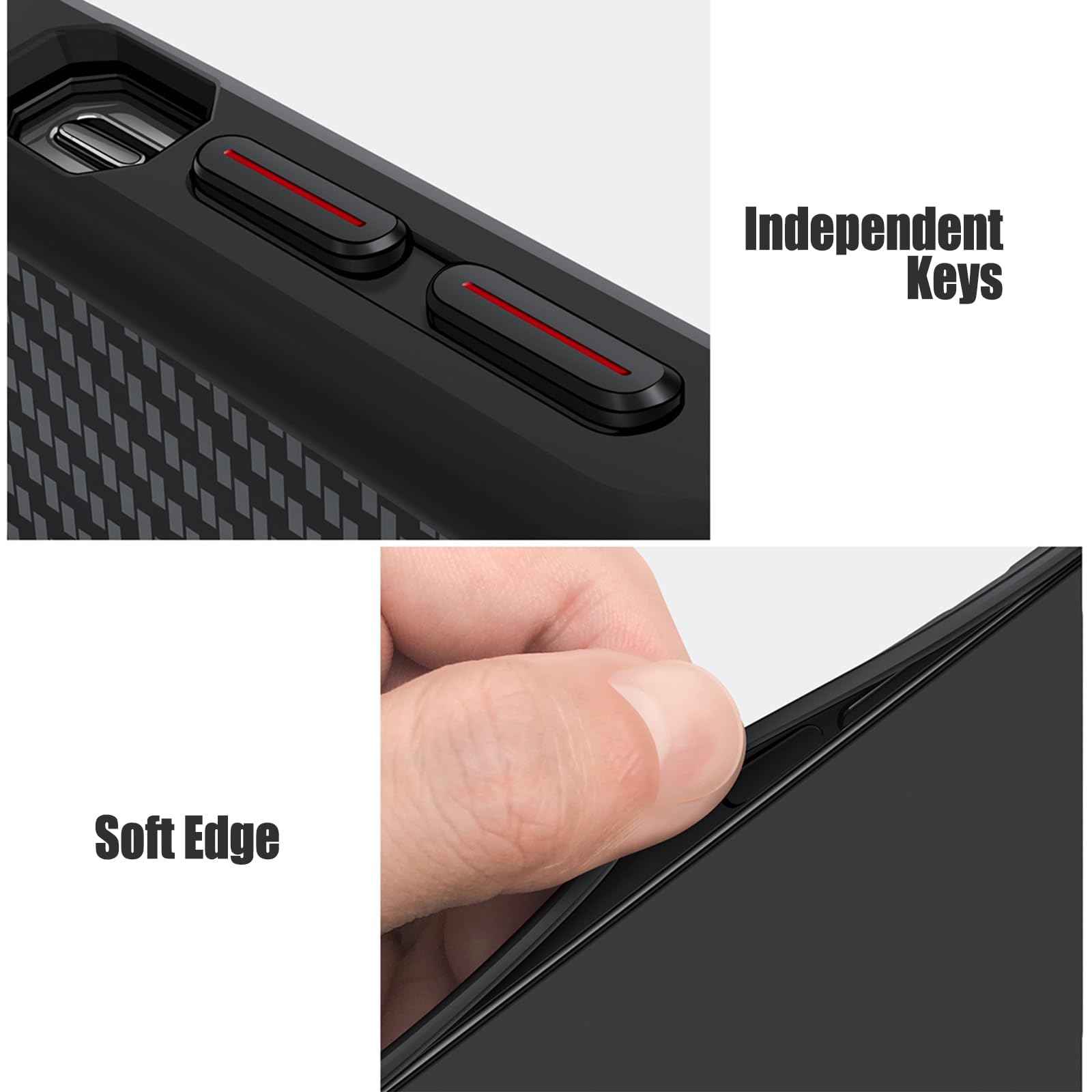 Hülle für iPhone 16/16 Plus/16 Pro/16 Pro Max, Schlanke Kohlefaser Muster Handyhülle mit Ringhalter, rutschfeste Schutzhülle 16 Pro Schwarz