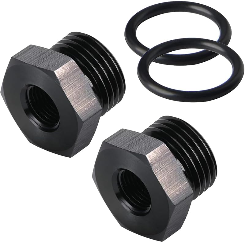 Adaptador de conexão 8AN -8 ORB macho para 1/8 NPT fêmea Mobiegar em alumínio preto – Kit com 2 unidades