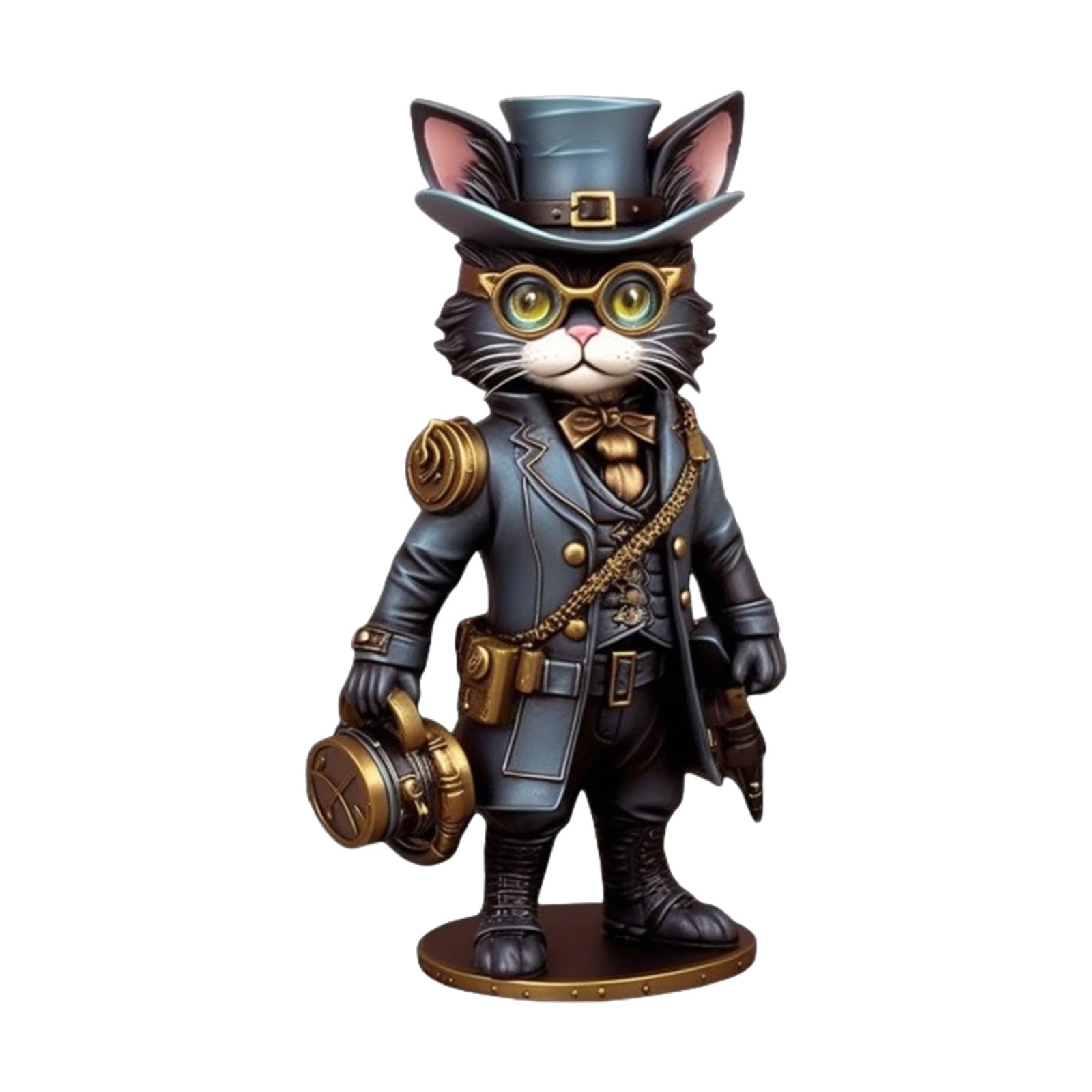 Vintage Victorian Inventor Cats Sculpture Resins Ornament Halloween Decoration For Living Room Home Office Car Interior Steampunk Cats Resins Figurine