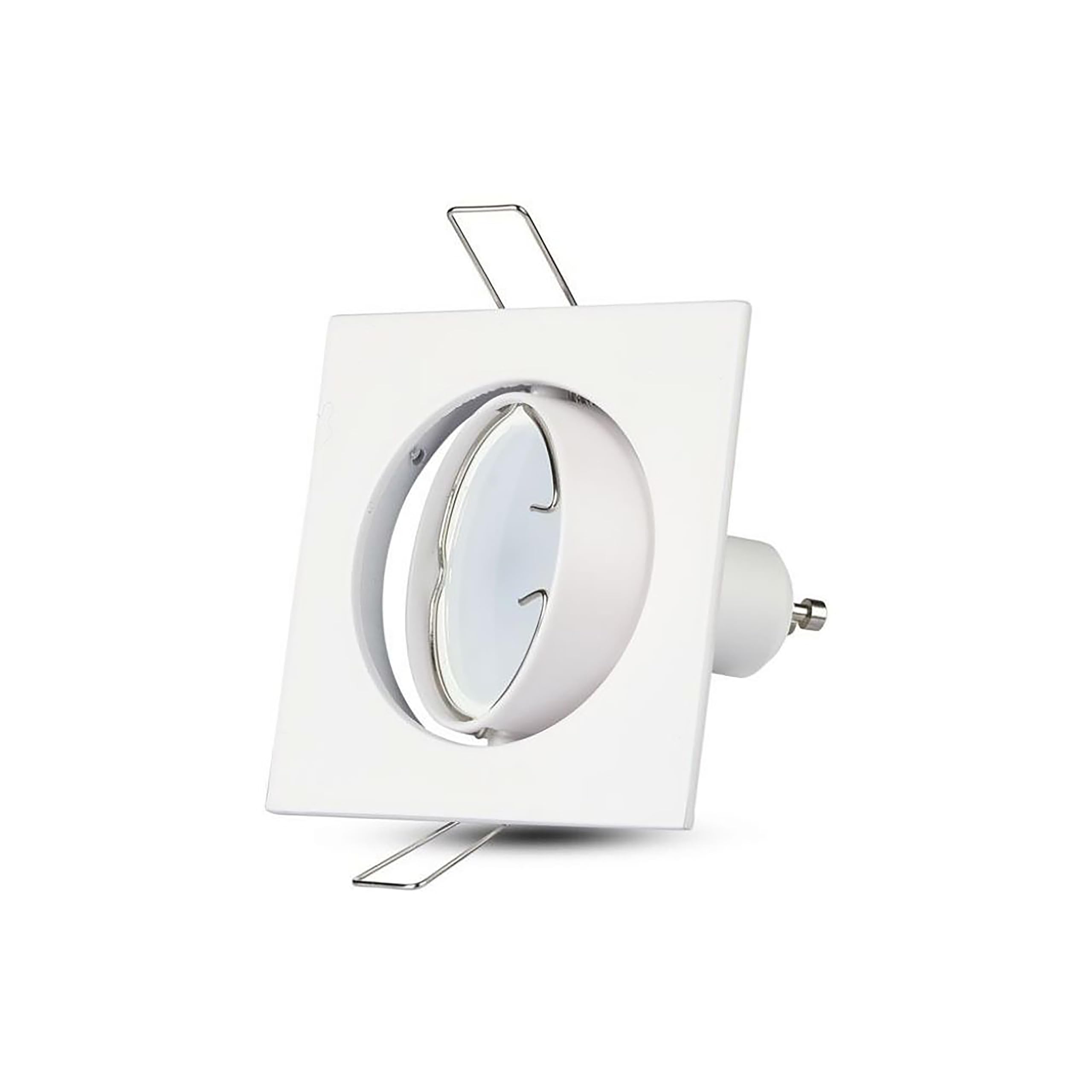 V-TAC 4x Portafaretto LED da Incasso Orientabile in Allumimnio per Faretto GU10-4 Pezzi - Sezione Incasso 74 mm - Cornice Quadrata da Lampadina per Cartongesso, Legno, Mensole, Casa -