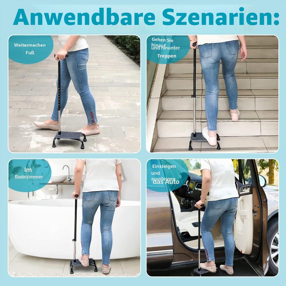Treppenstöcke für Senioren, Spazierstöcke mit halber Stufe, Geräte zum Treppensteigen für Senioren, Stehhilfe (Grau)