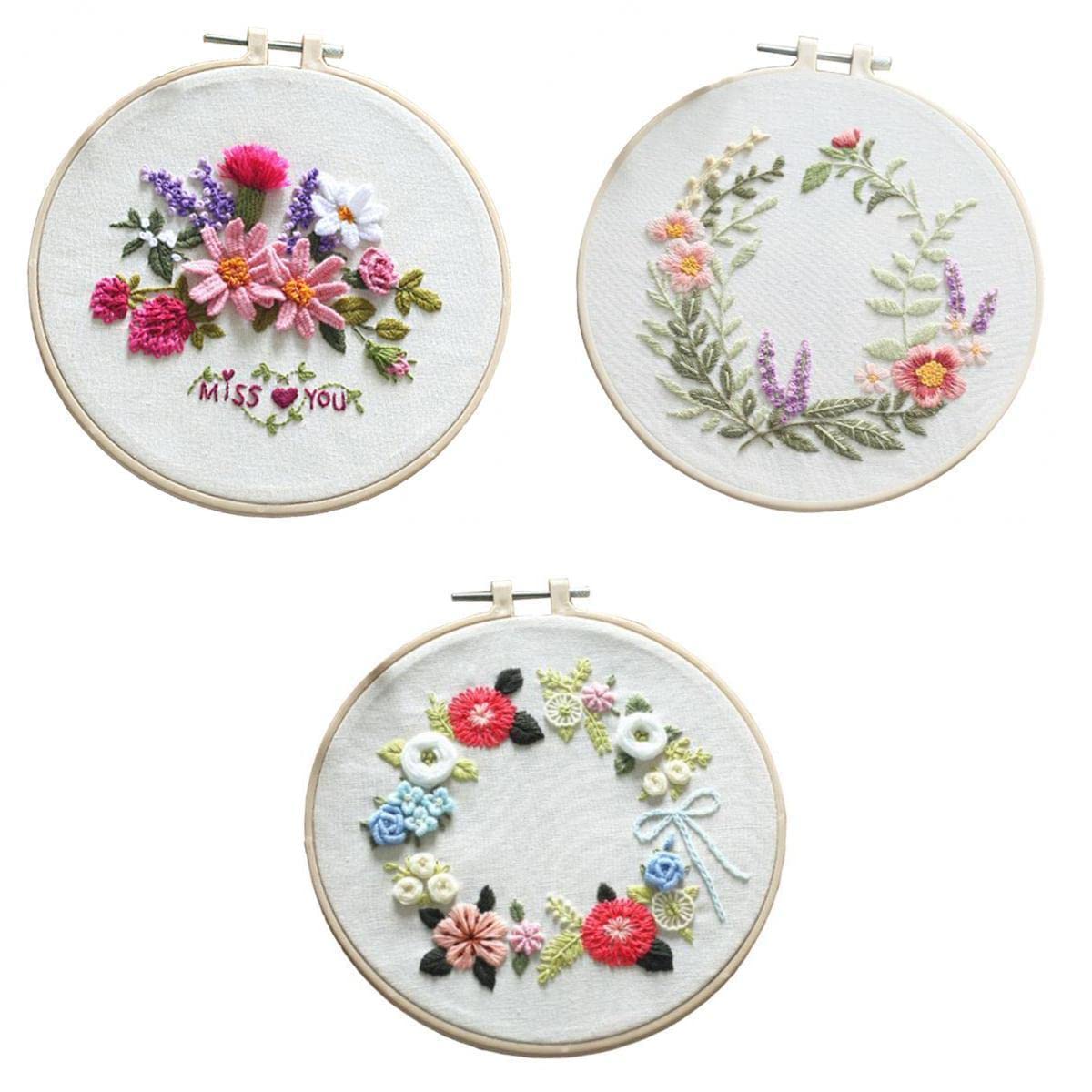 Kit de broderie florale 3X avec tampons, le coffret cadeau idéal pour les passionnés