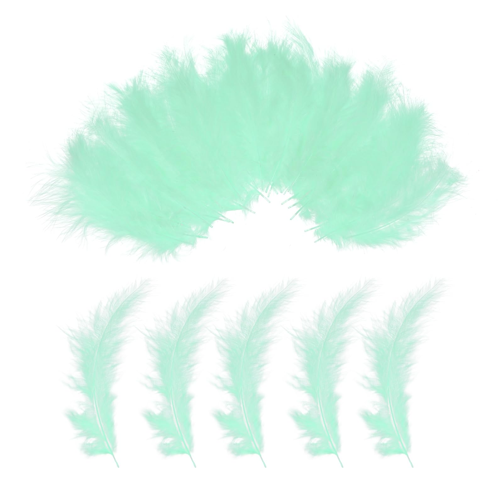 PATIKIL 200 Pack Fluffy Turkey Marabou Feathers,4-6 Inches Light Green Natural Turkey Feathers for Crafting Dream Catcher Fringe Trim Fly Tying Party Decorations