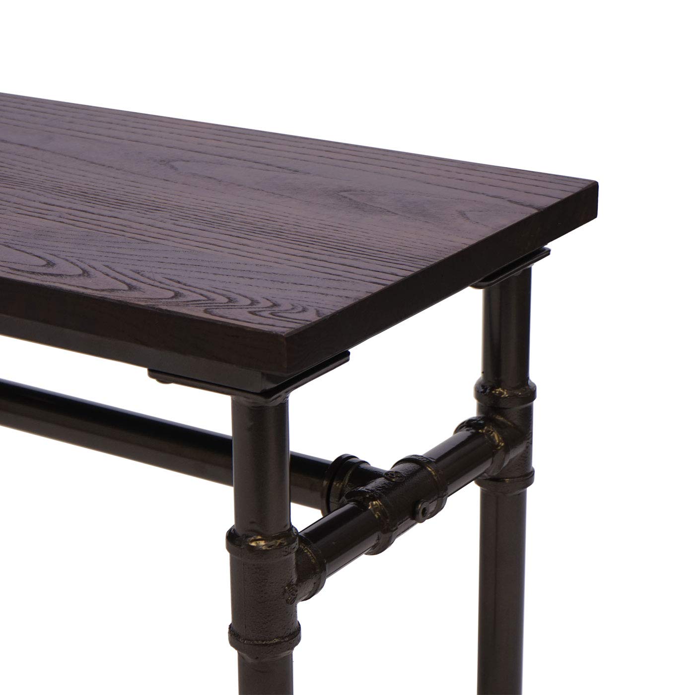 Mendler Banc HWC-H10b Design Industriel 120x35cm certifié Noir Marron